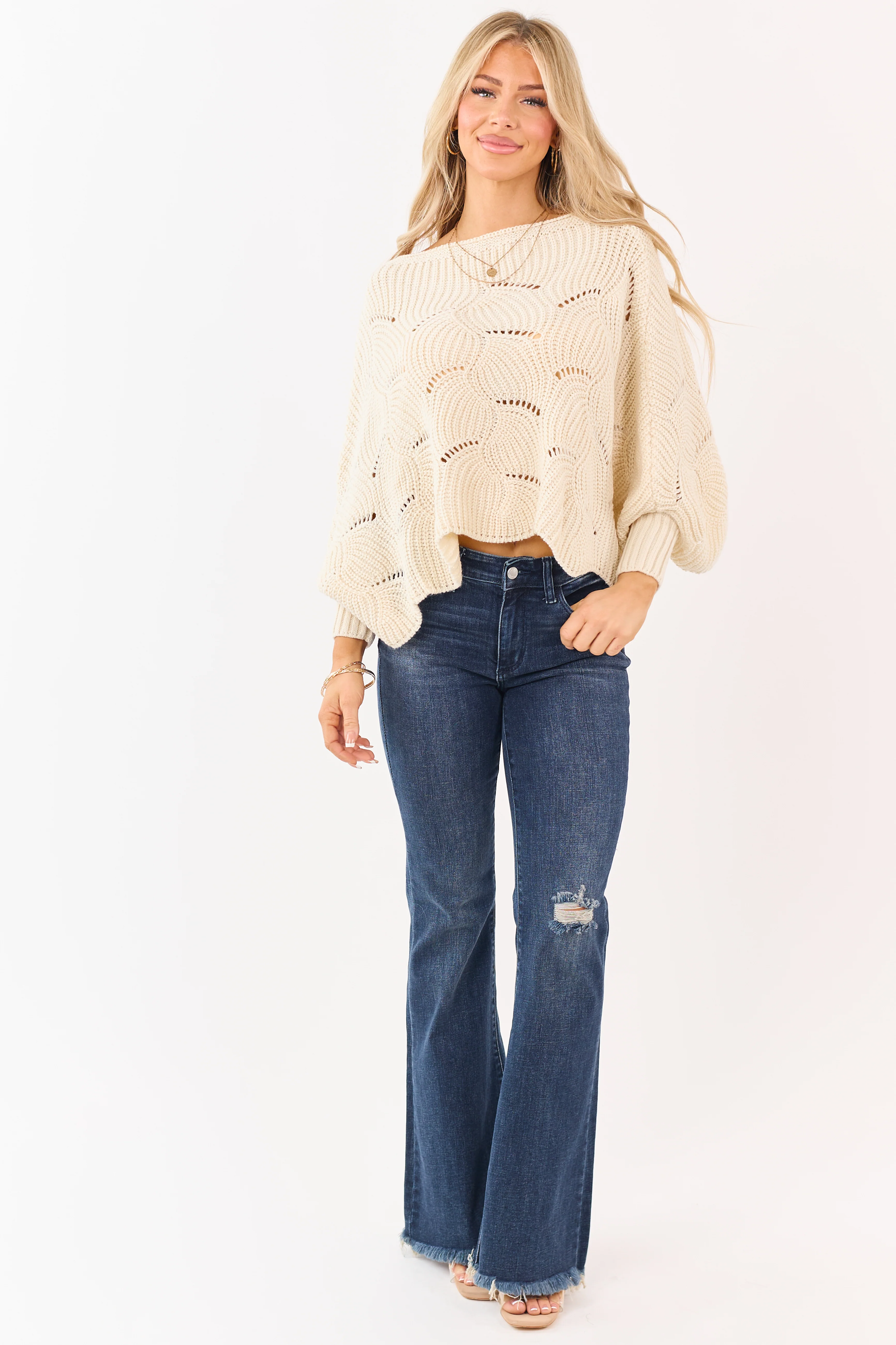 Judy Blue Dark Wash Stretchy Flare Frayed Hem Jeans - Image 6