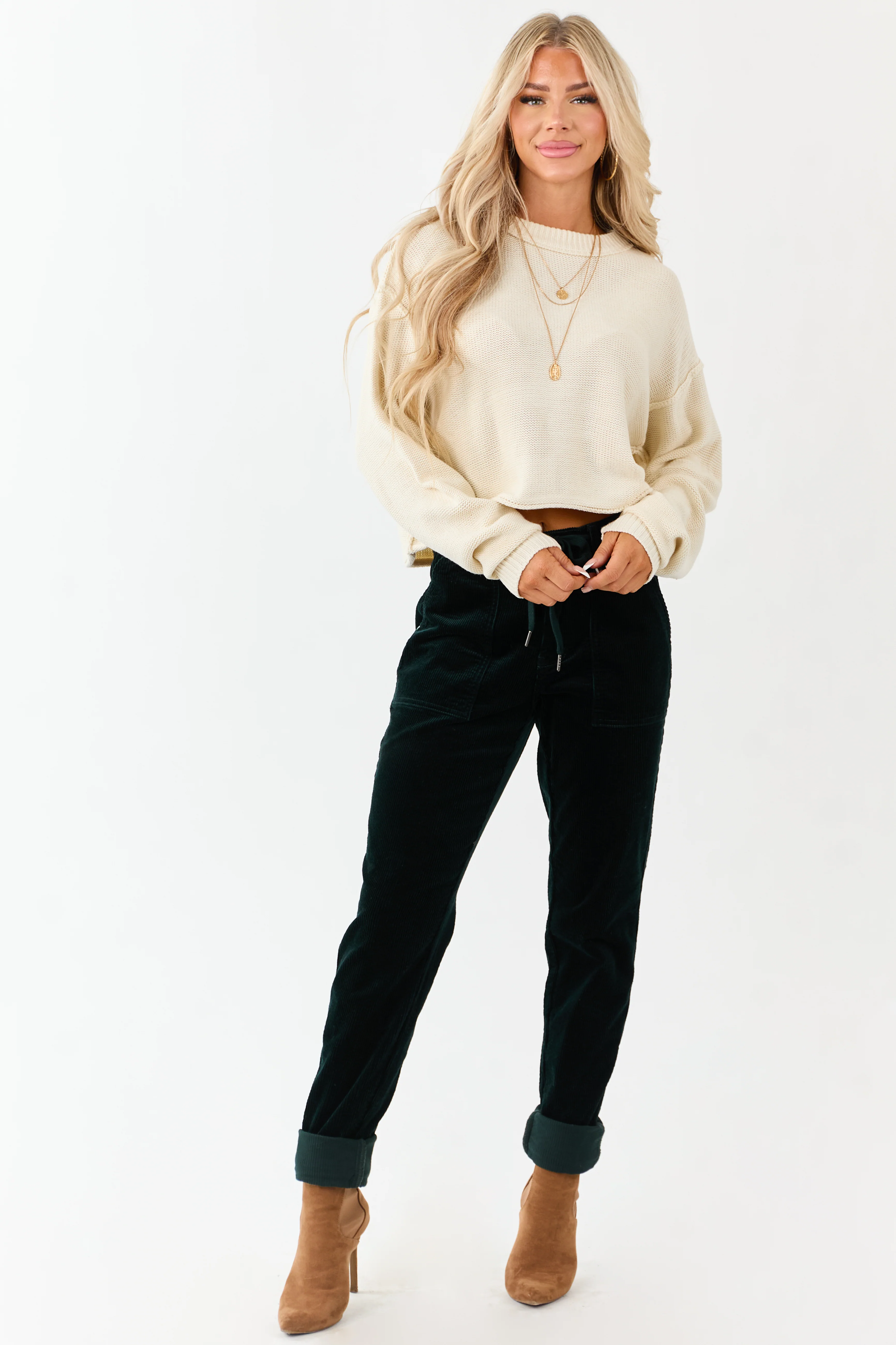Judy Blue Forest Green Slim Straight Corduroy Pants - Image 2