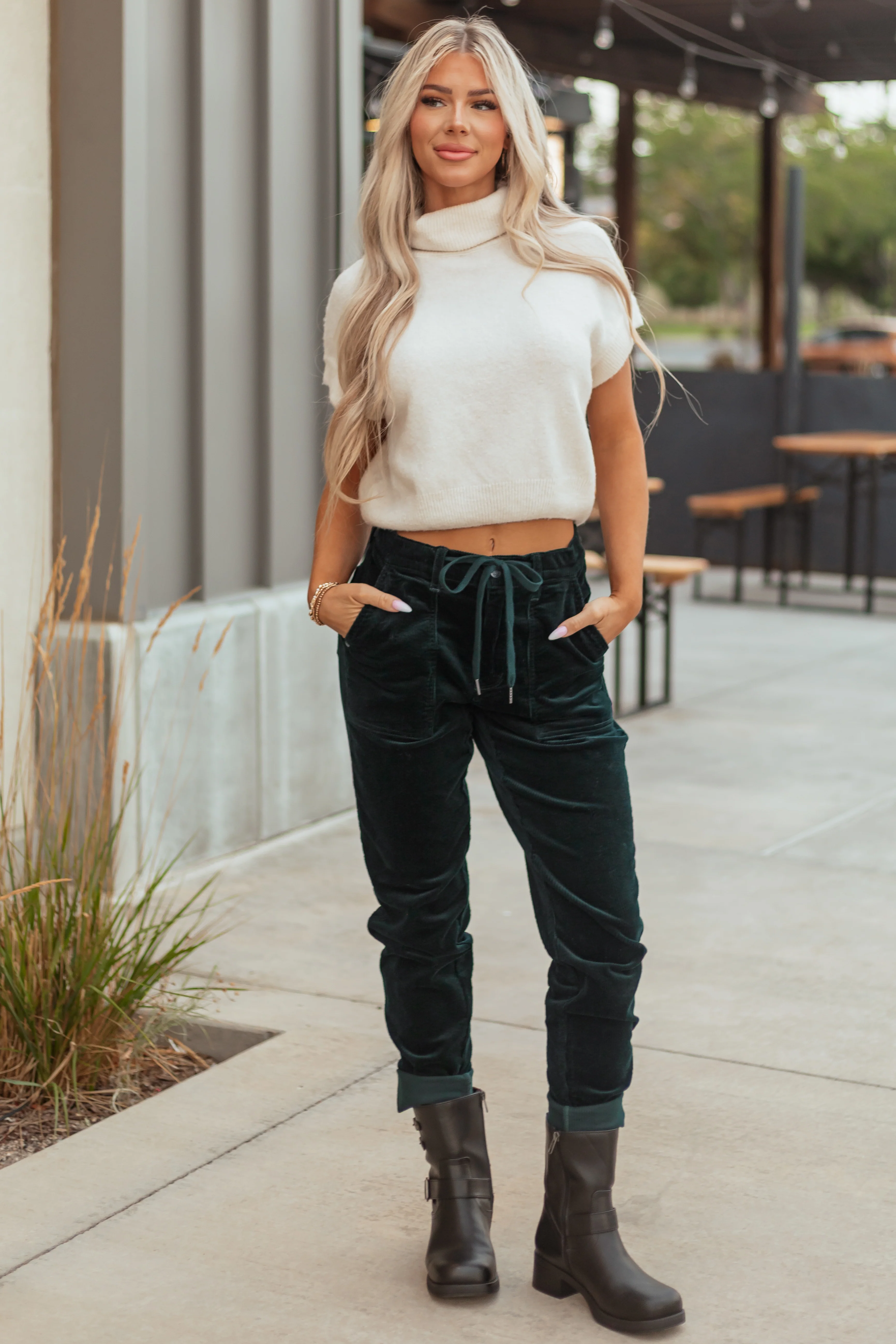 Judy Blue Forest Green Slim Straight Corduroy Pants - Image 3