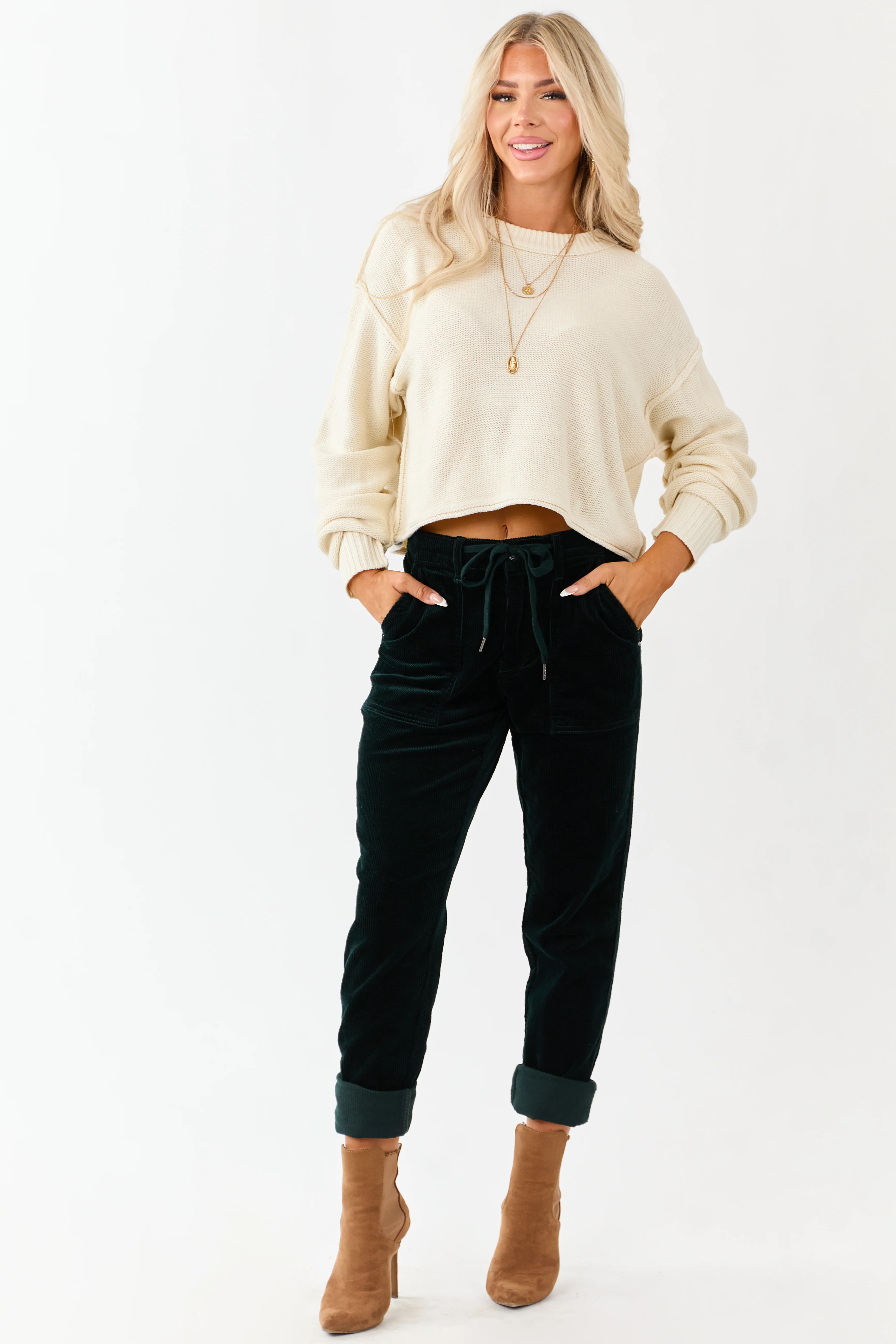 Judy Blue Forest Green Slim Straight Corduroy Pants - Image 8