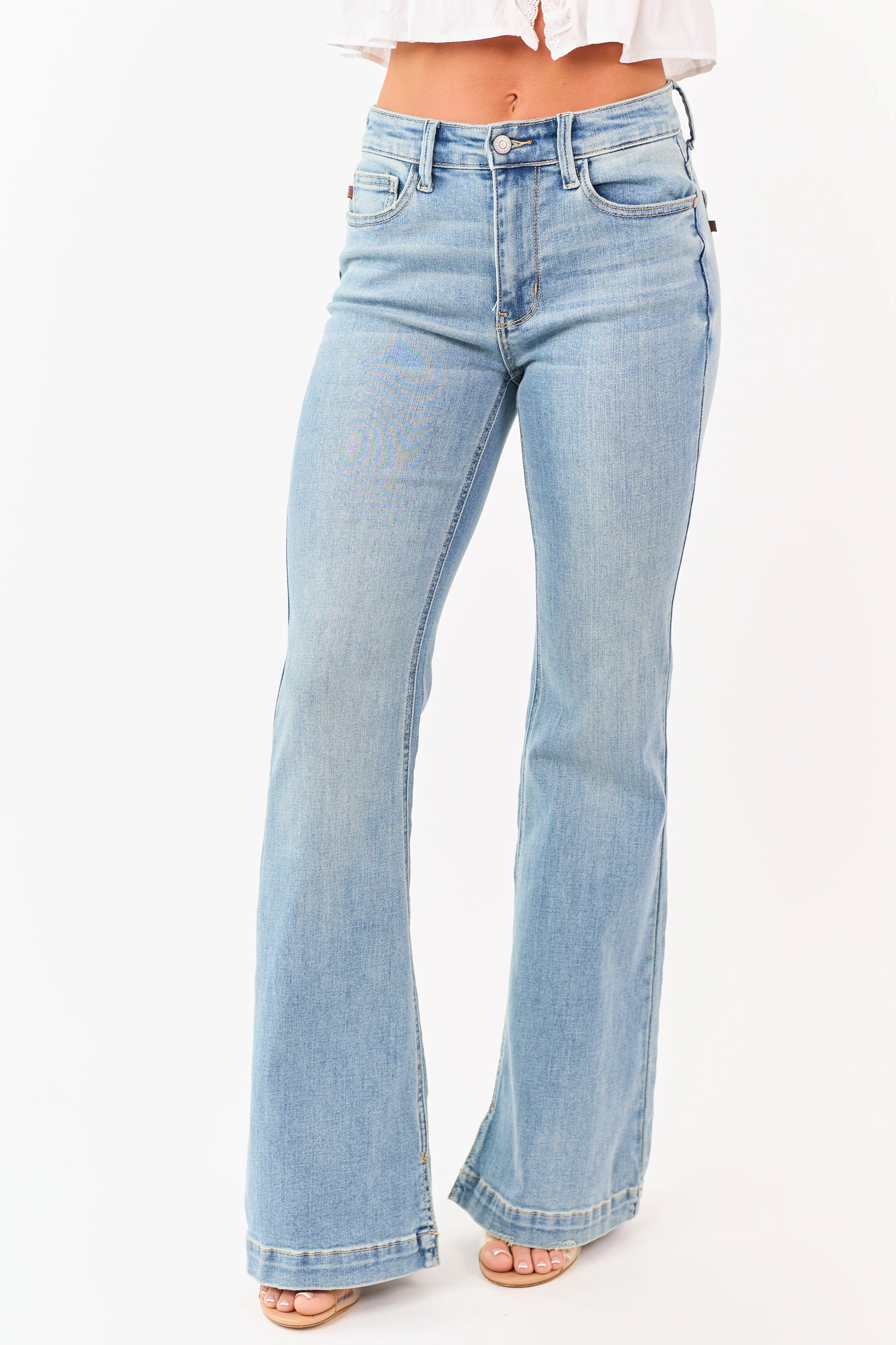 Judy Blue Medium Wash Mid Rise Stretchy Flare Jeans