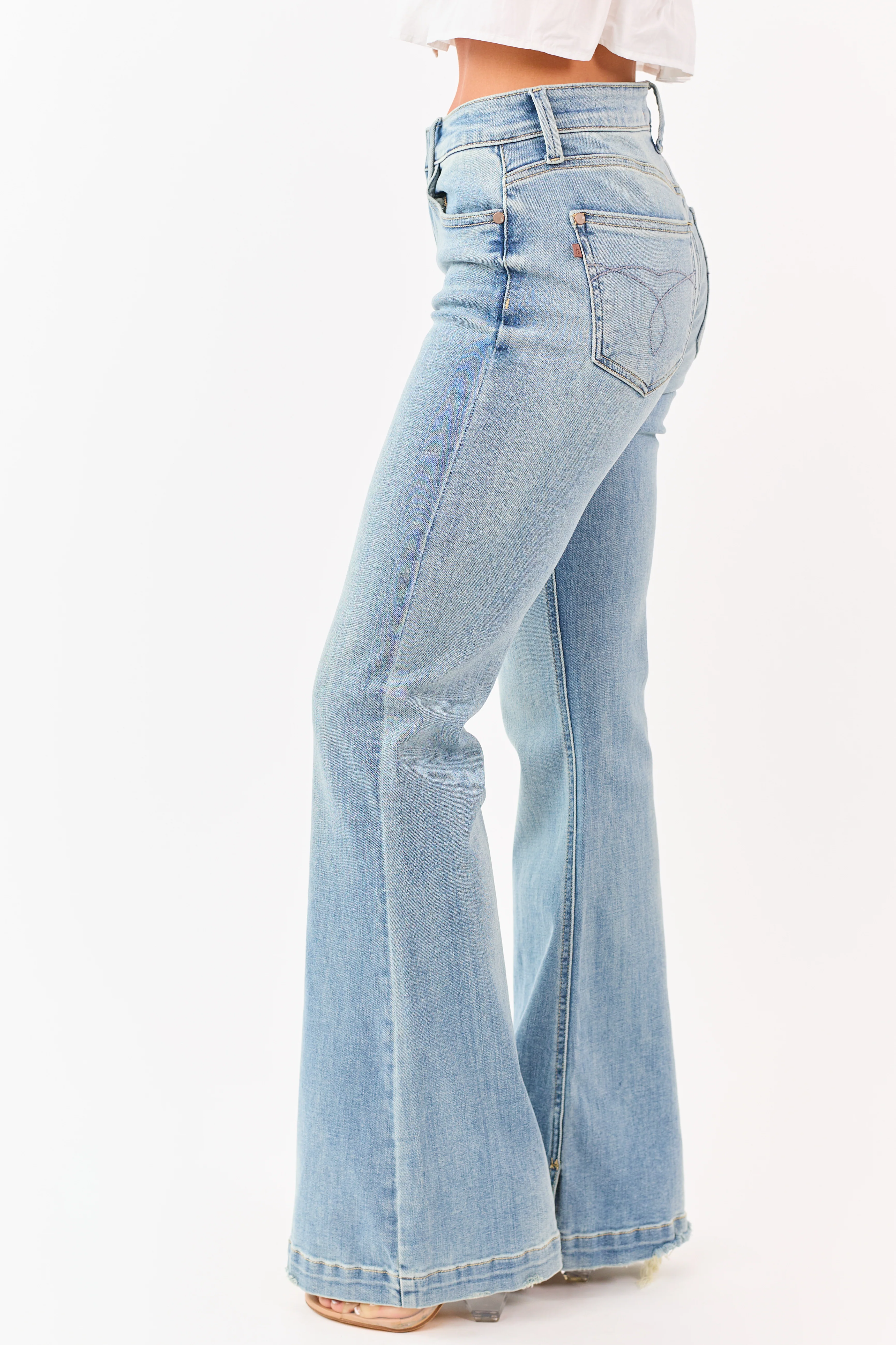 Judy Blue Medium Wash Mid Rise Stretchy Flare Jeans - Image 3