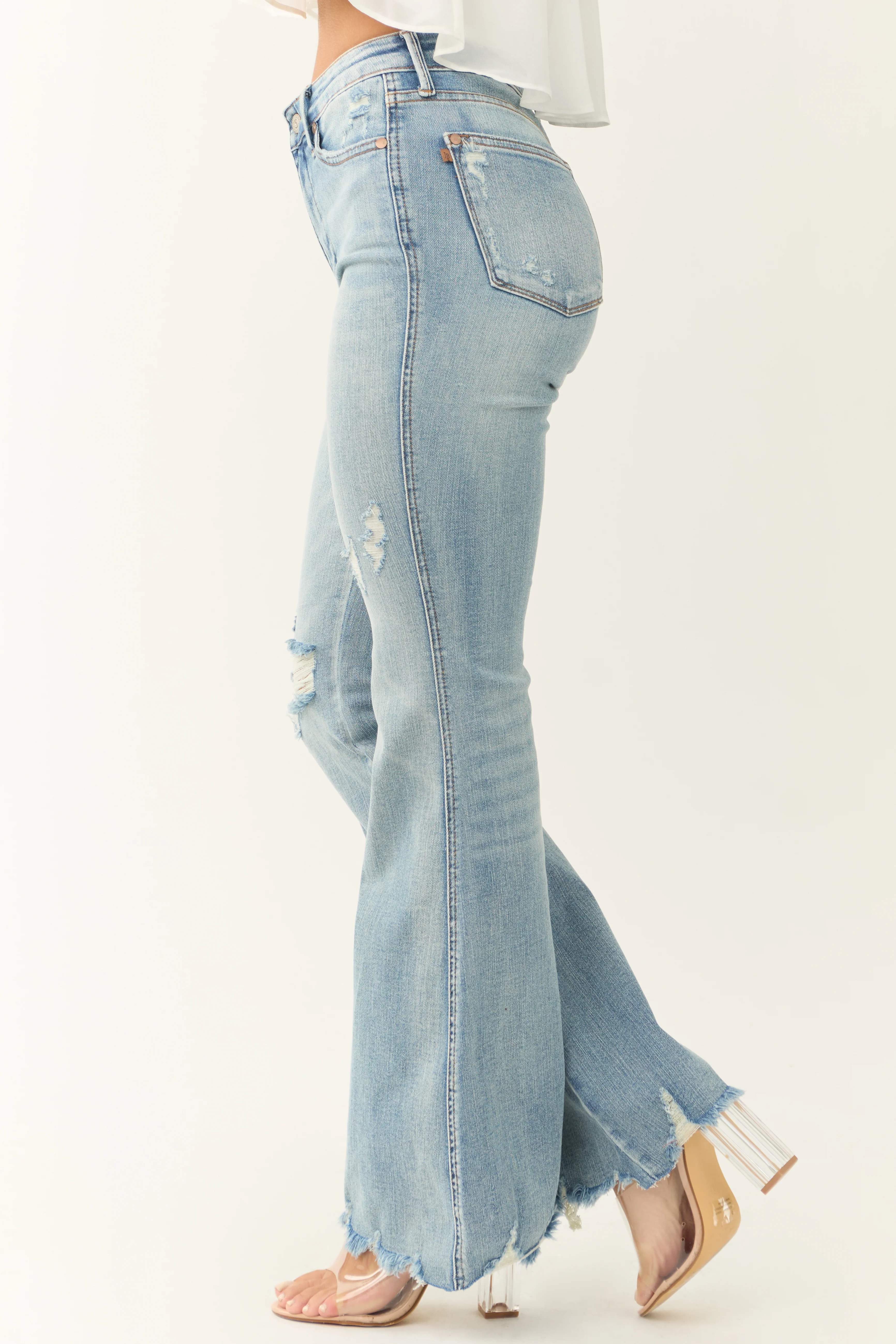 Judy Blue Tummy Control Medium Wash Flare Jeans - Image 3