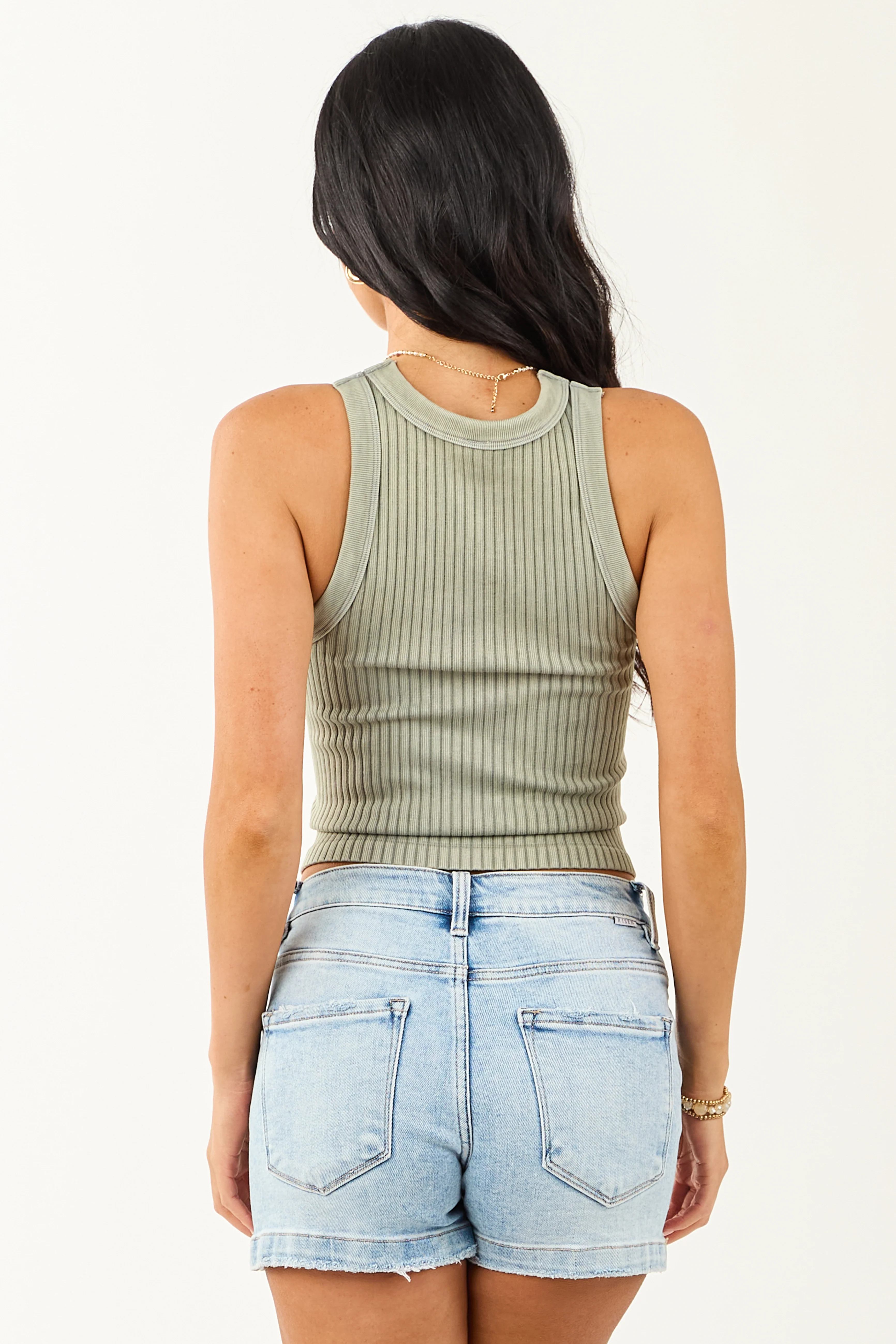 Juniper Ribbed Stretchy Knit Washed Tank Top - Image 5