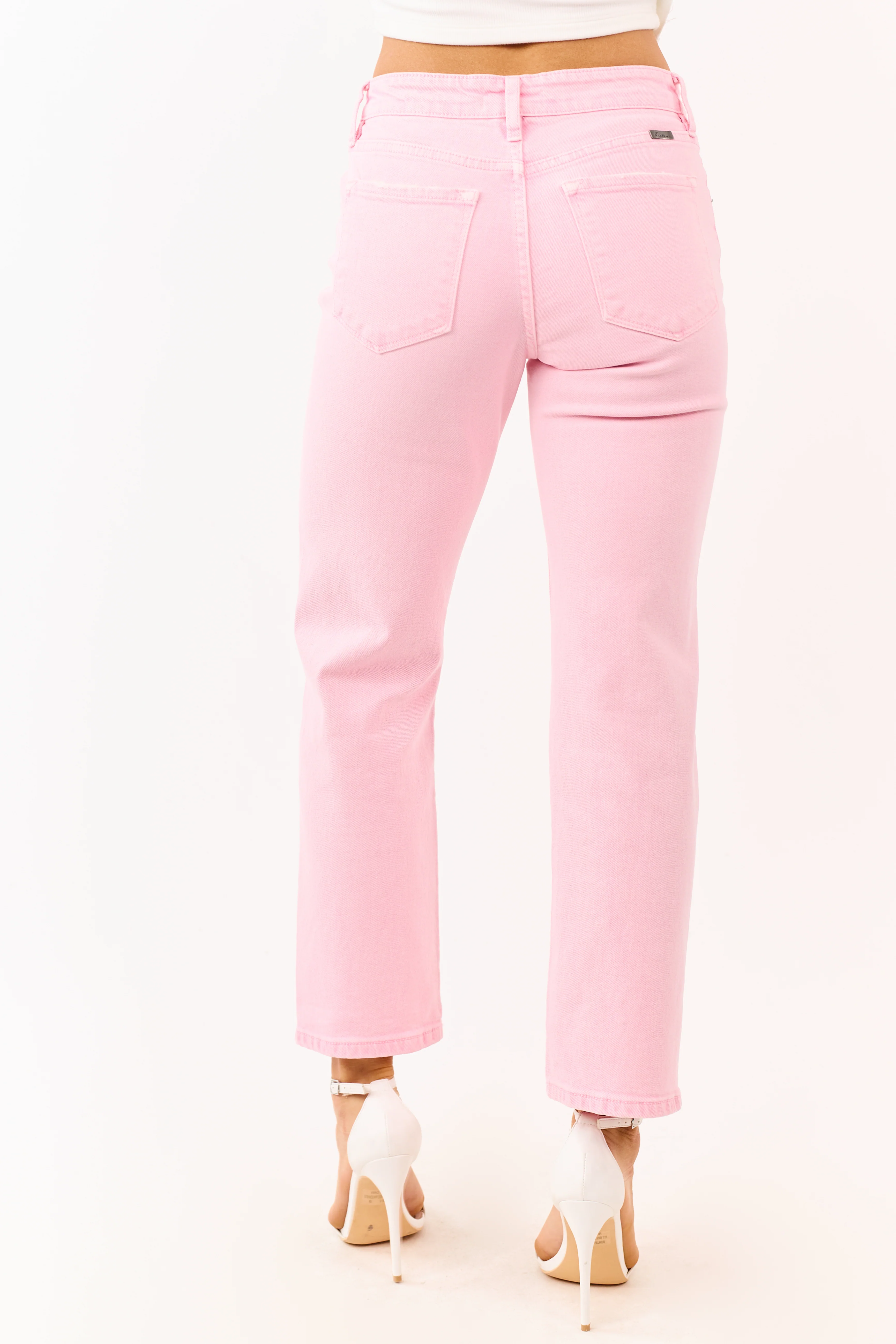 KanCan Baby Pink Stretchy Mid Rise Straight Jeans - Image 5