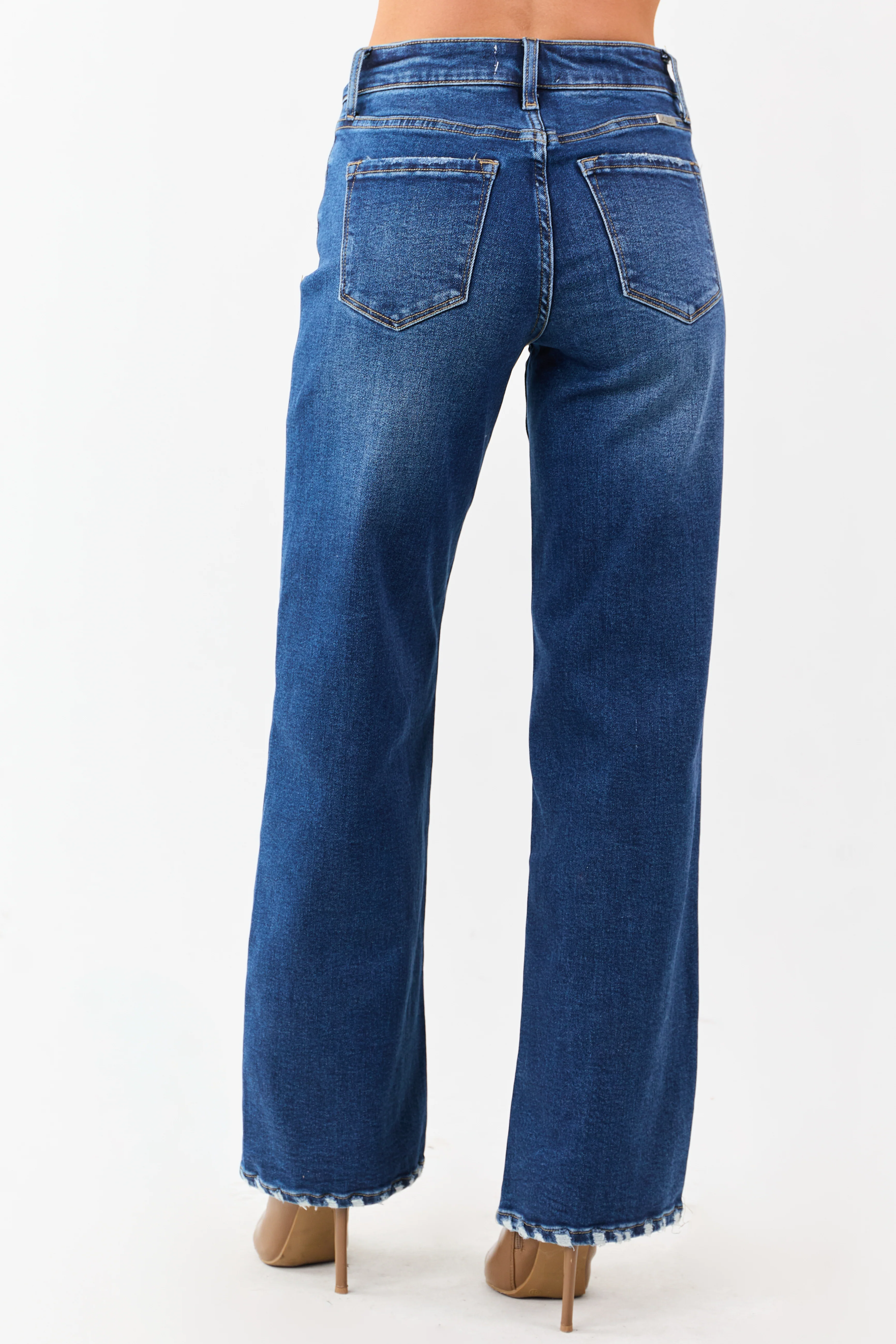 KanCan Dark Wash Wide Leg High Rise Stretchy Jeans - Image 4