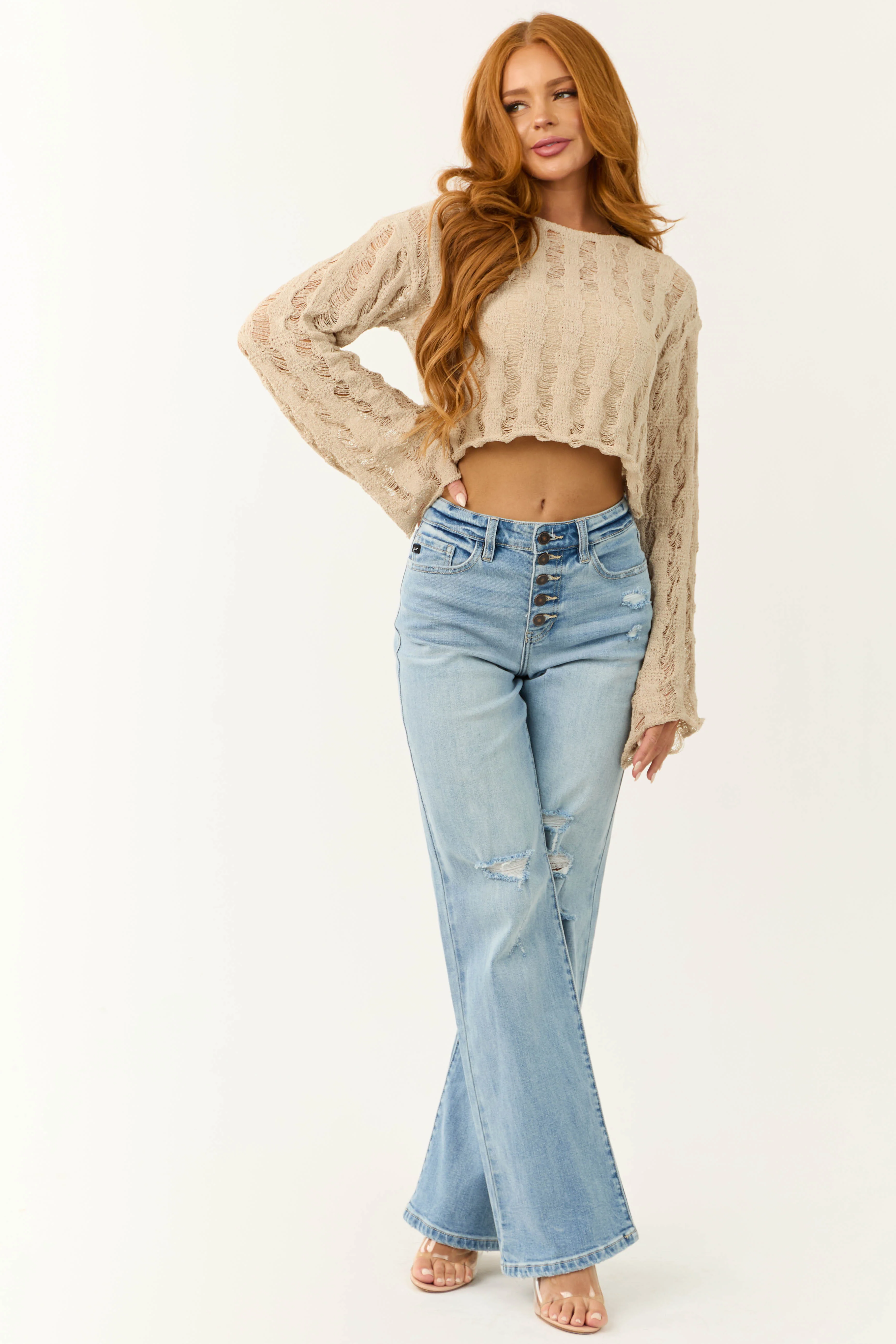 KanCan Light Wash High Rise 90's Flare Jeans - Image 5