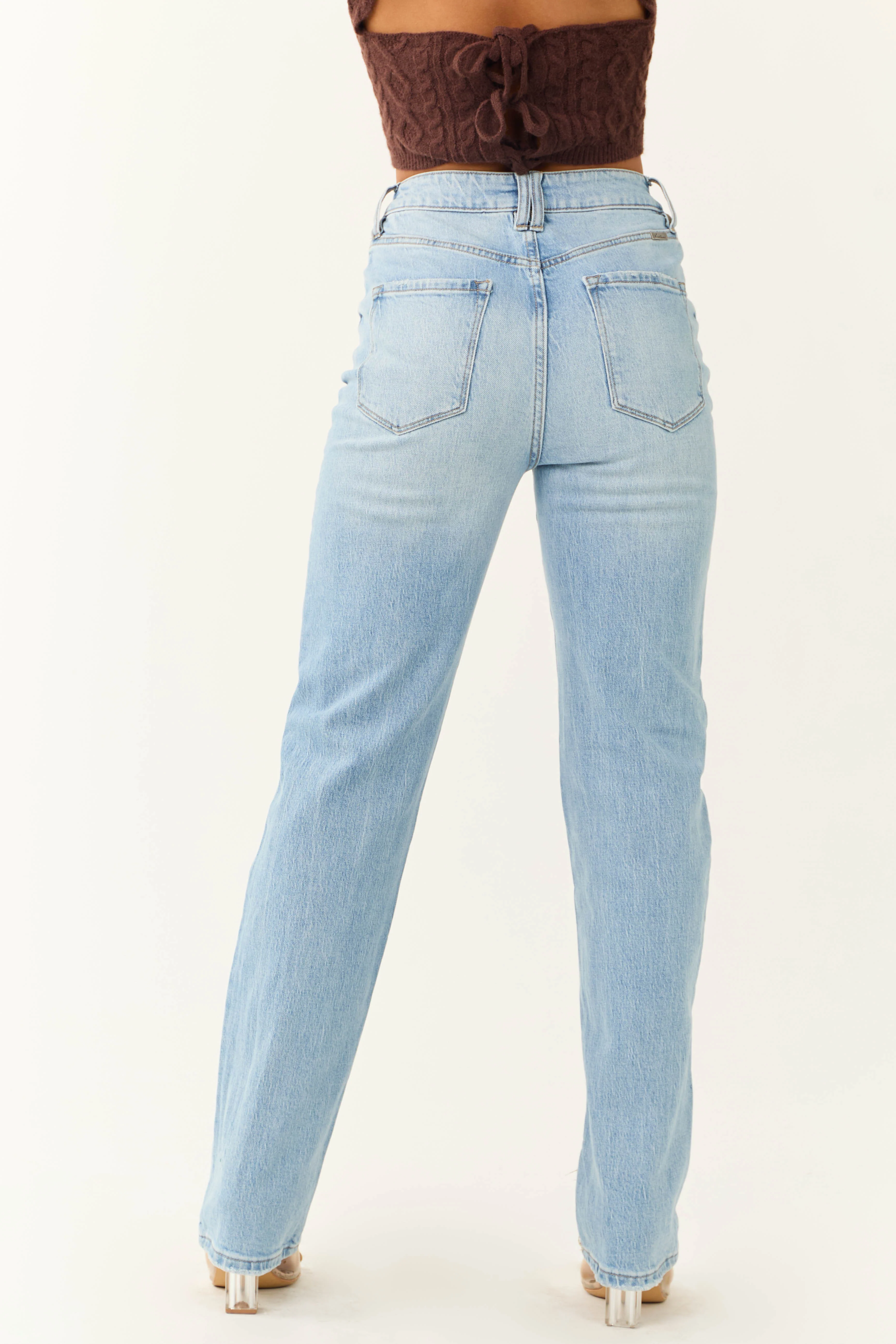 KanCan Light Wash High Rise 90's Straight Jeans - Image 4