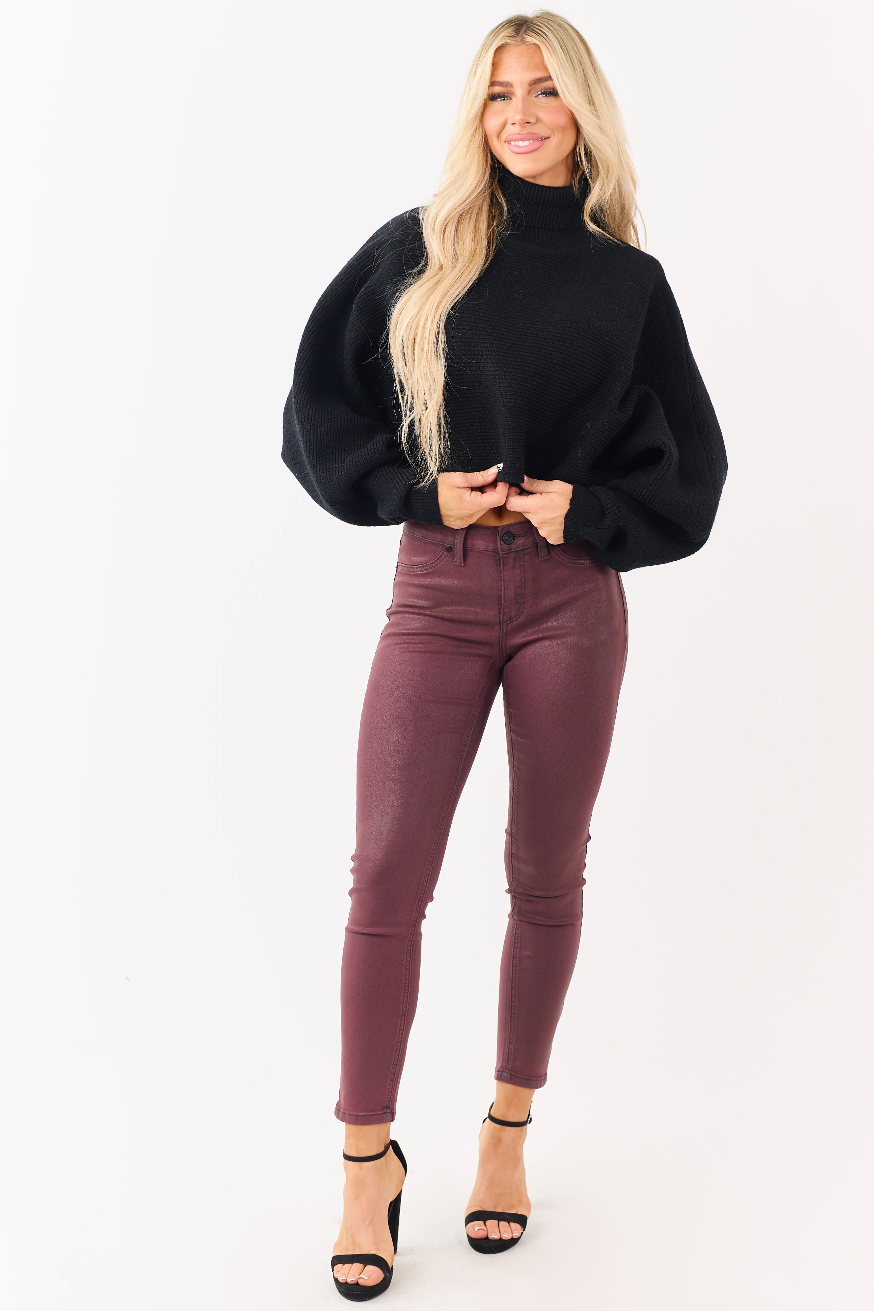 KanCan Mahogany Mid Rise Coated Stretchy Skinny Jeans - Image 5
