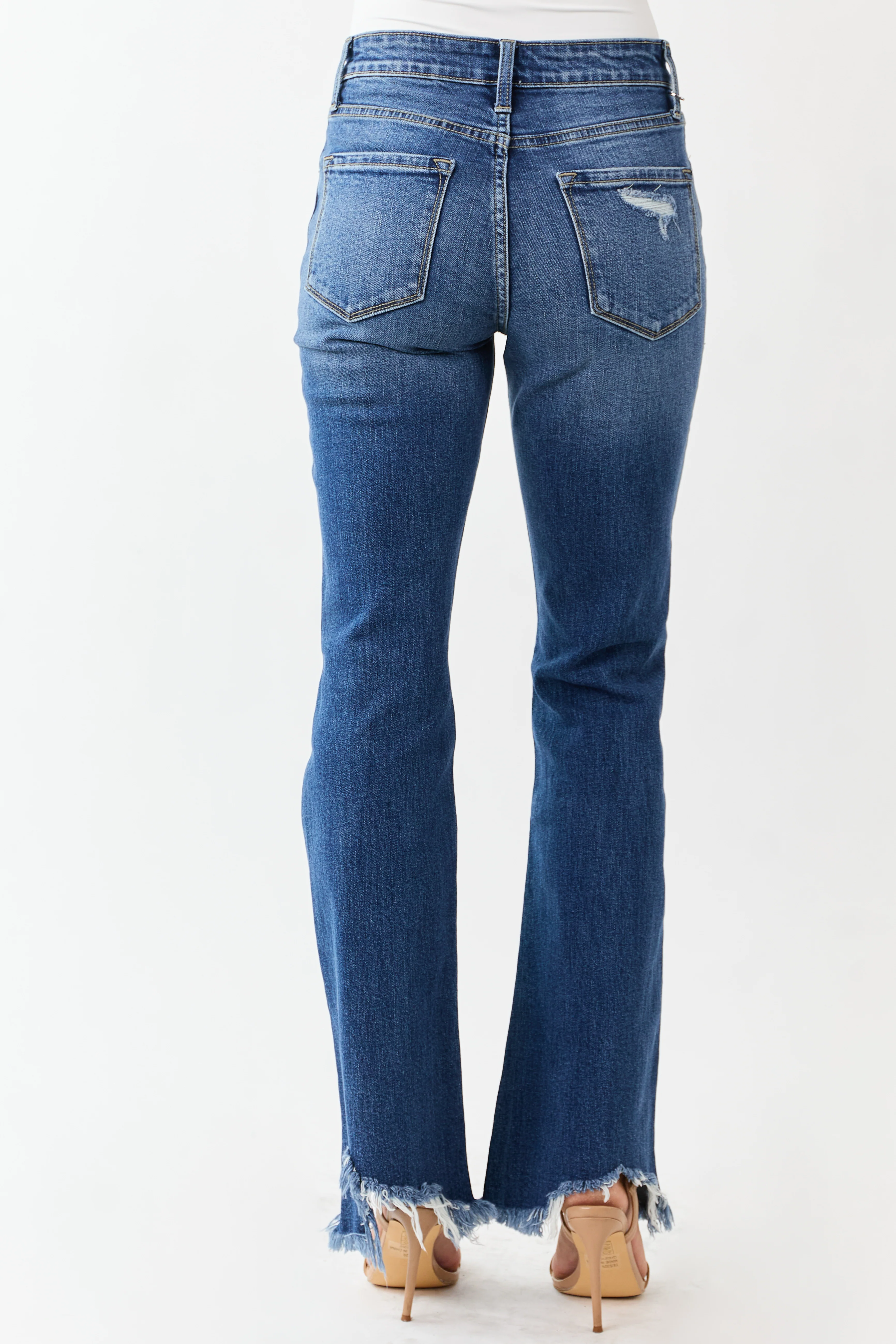 KanCan Medium Wash Distressed High Rise Flare Jeans - Image 4