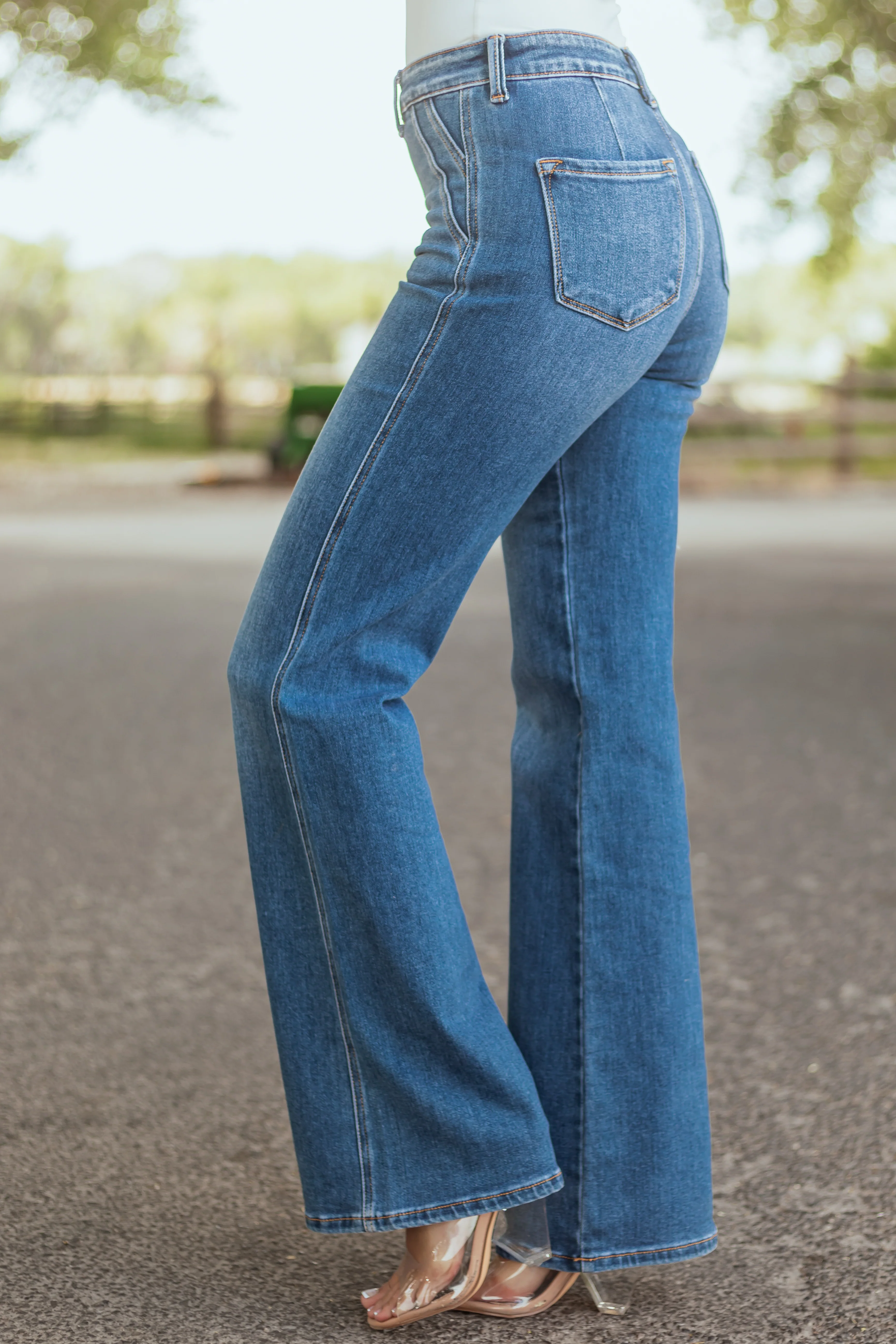 KanCan Medium Wash Ultra High Rise Flare Jeans - Image 3