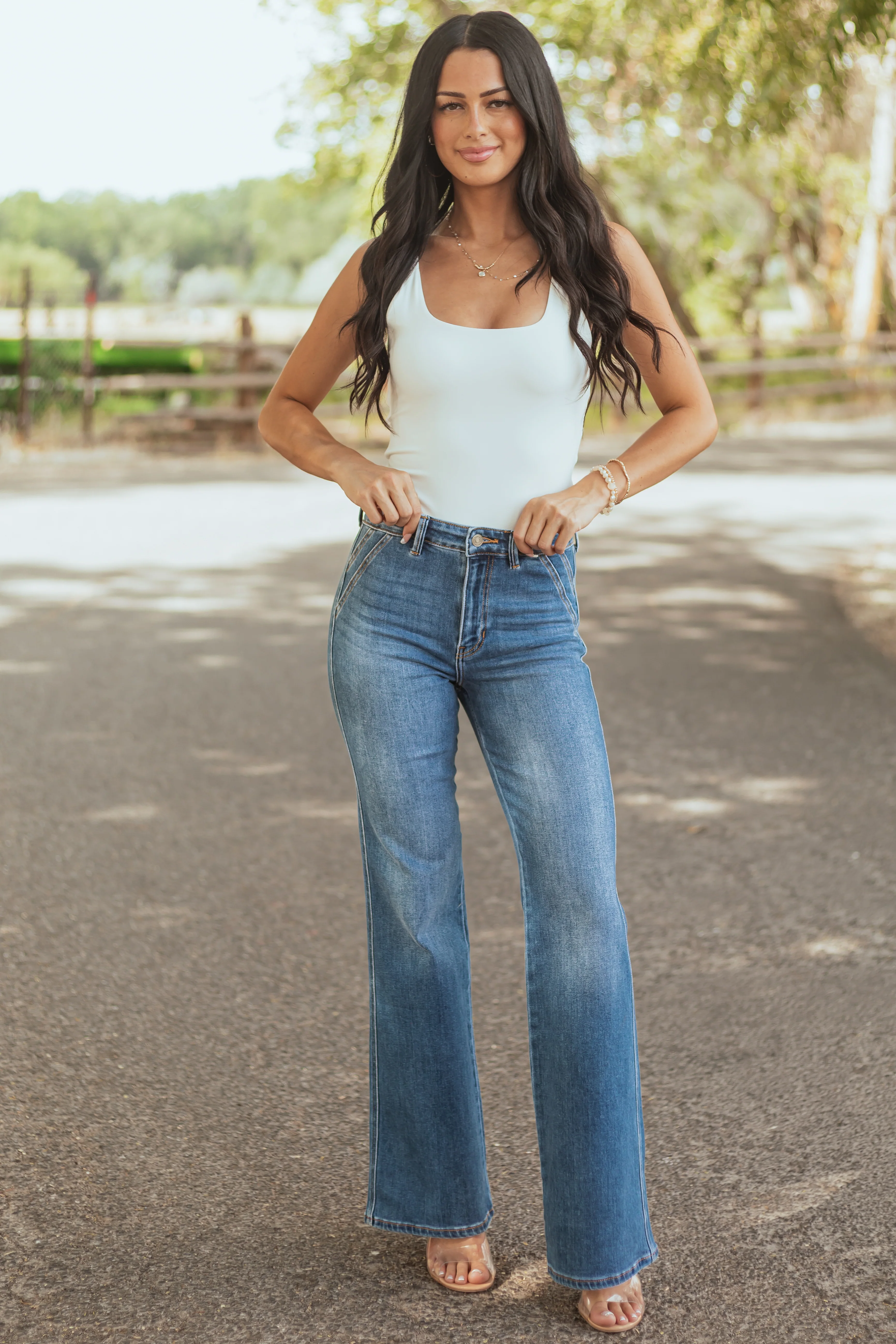 KanCan Medium Wash Ultra High Rise Flare Jeans - Image 5