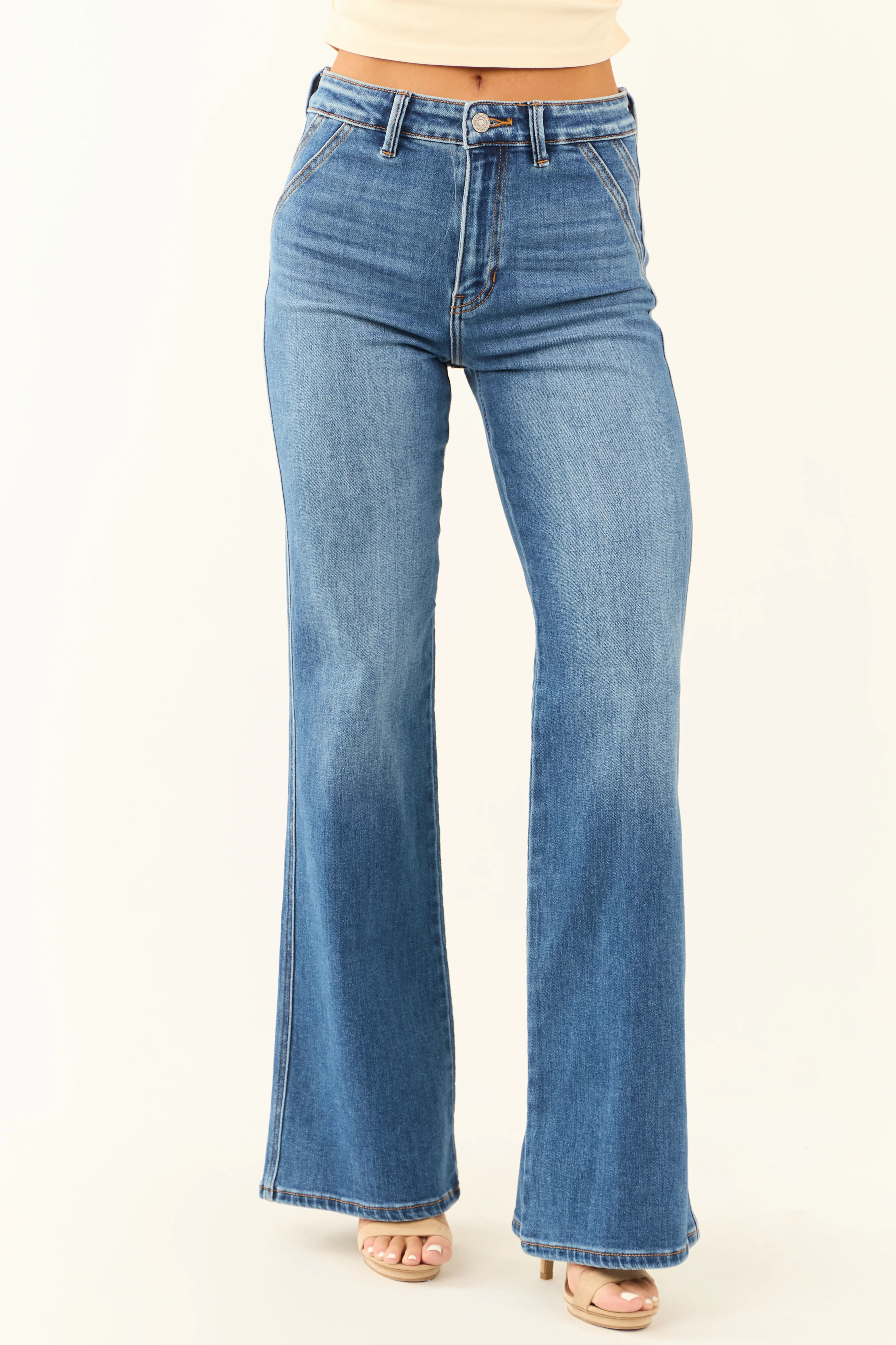 KanCan Medium Wash Ultra High Rise Flare Jeans - Image 7