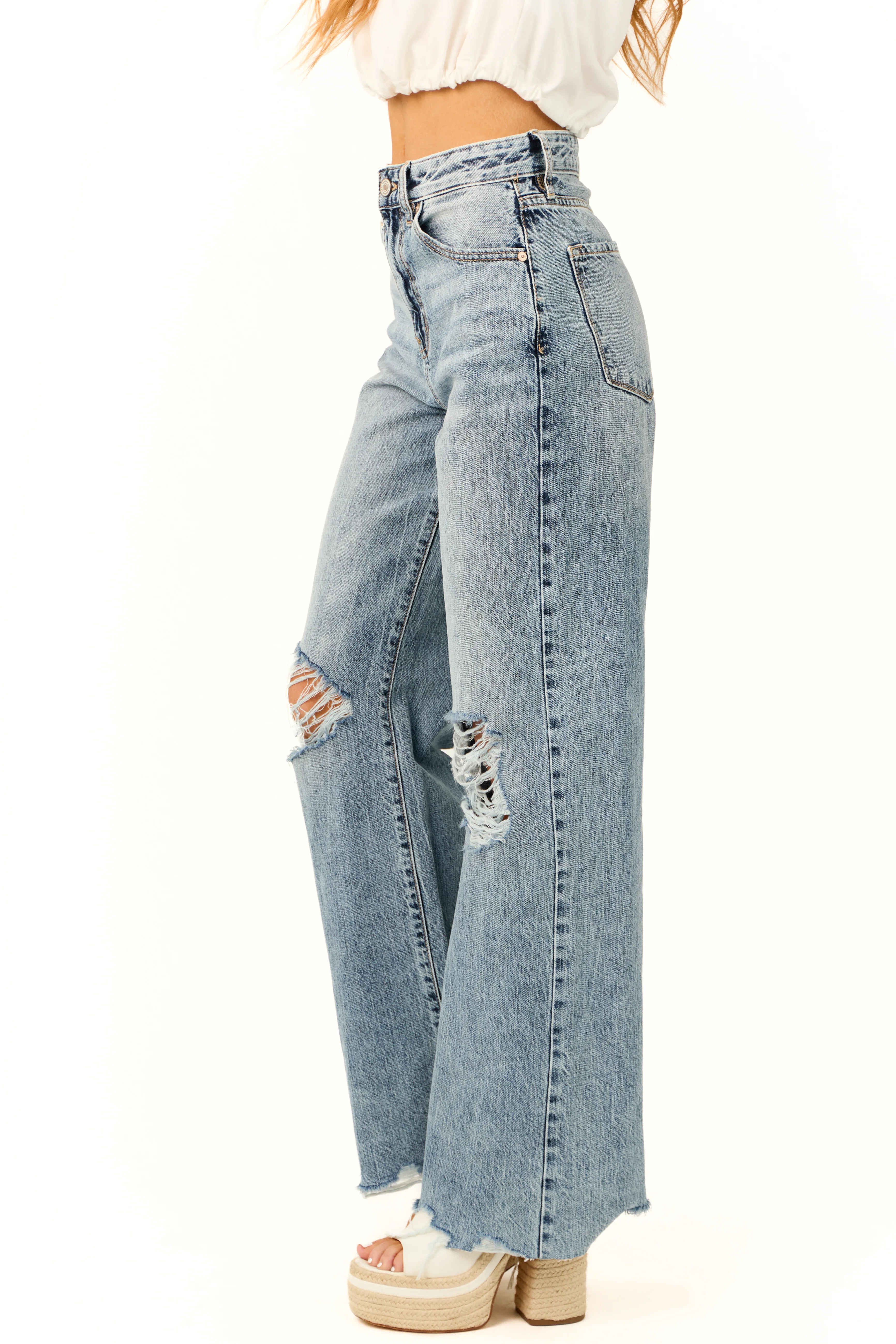 KanCan Medium Wash Ultra High Rise Wide Leg Jeans - Image 3