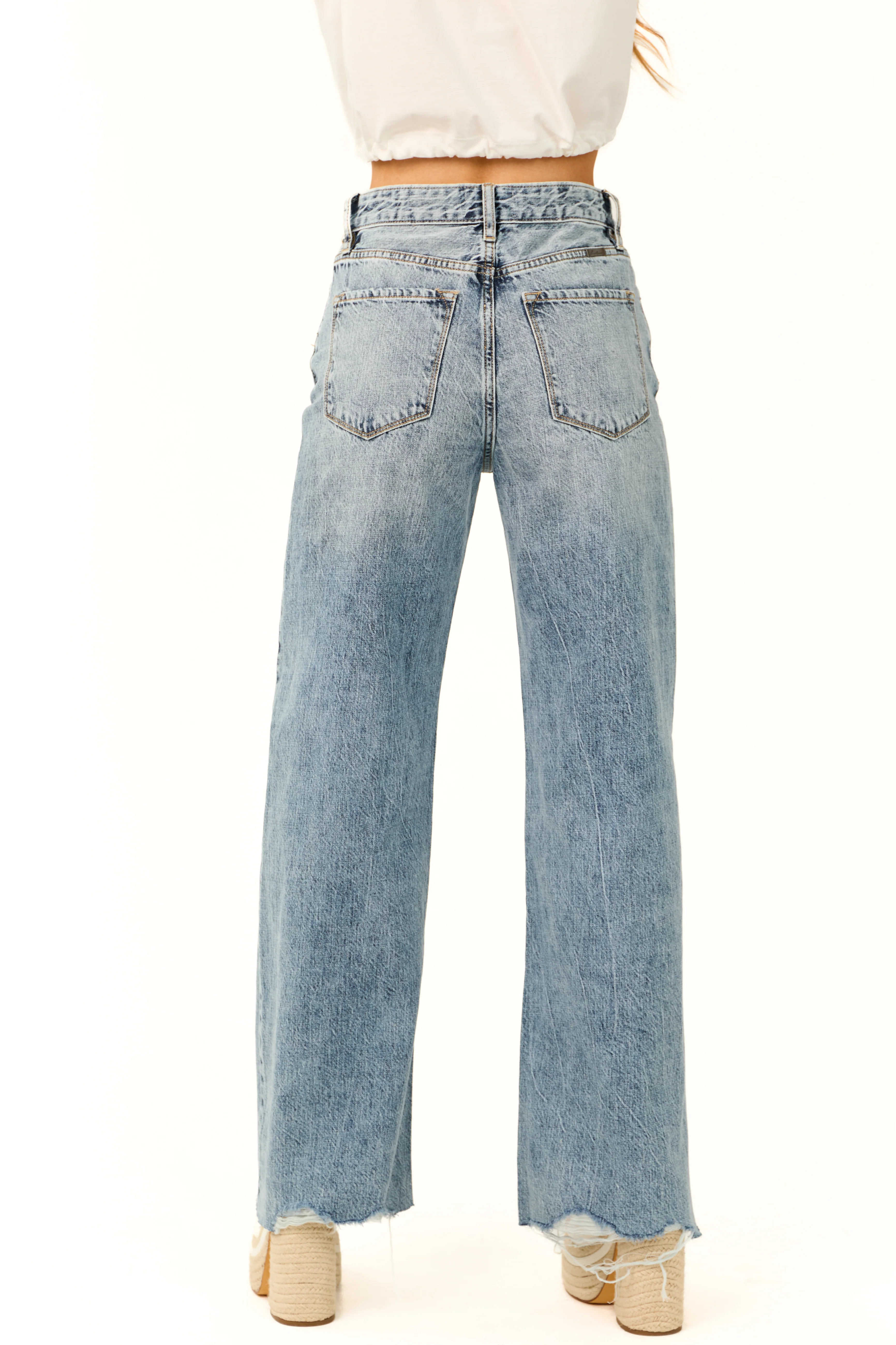 KanCan Medium Wash Ultra High Rise Wide Leg Jeans - Image 5