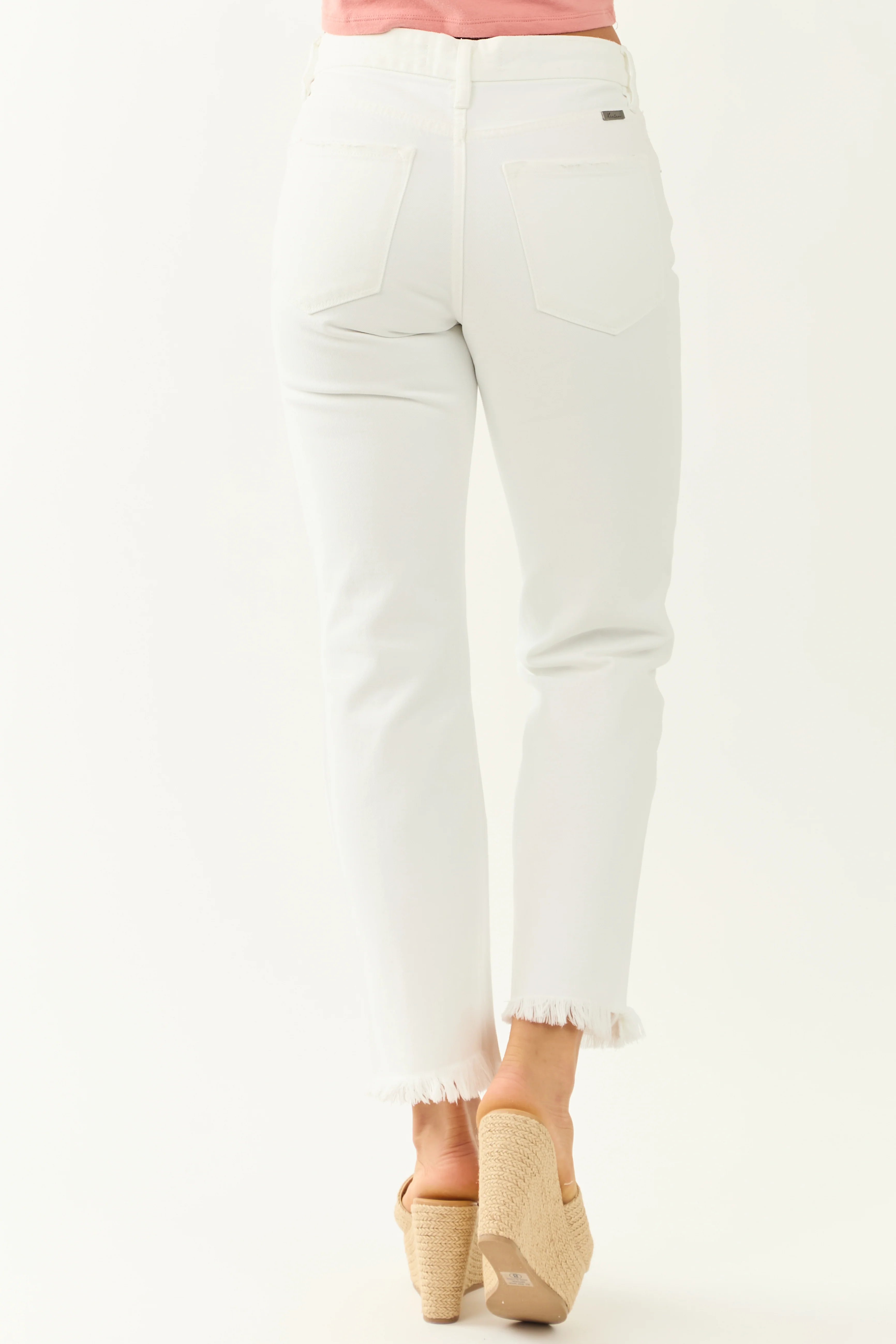 KanCan White High Rise Straight Leg Cropped Jeans - Image 5