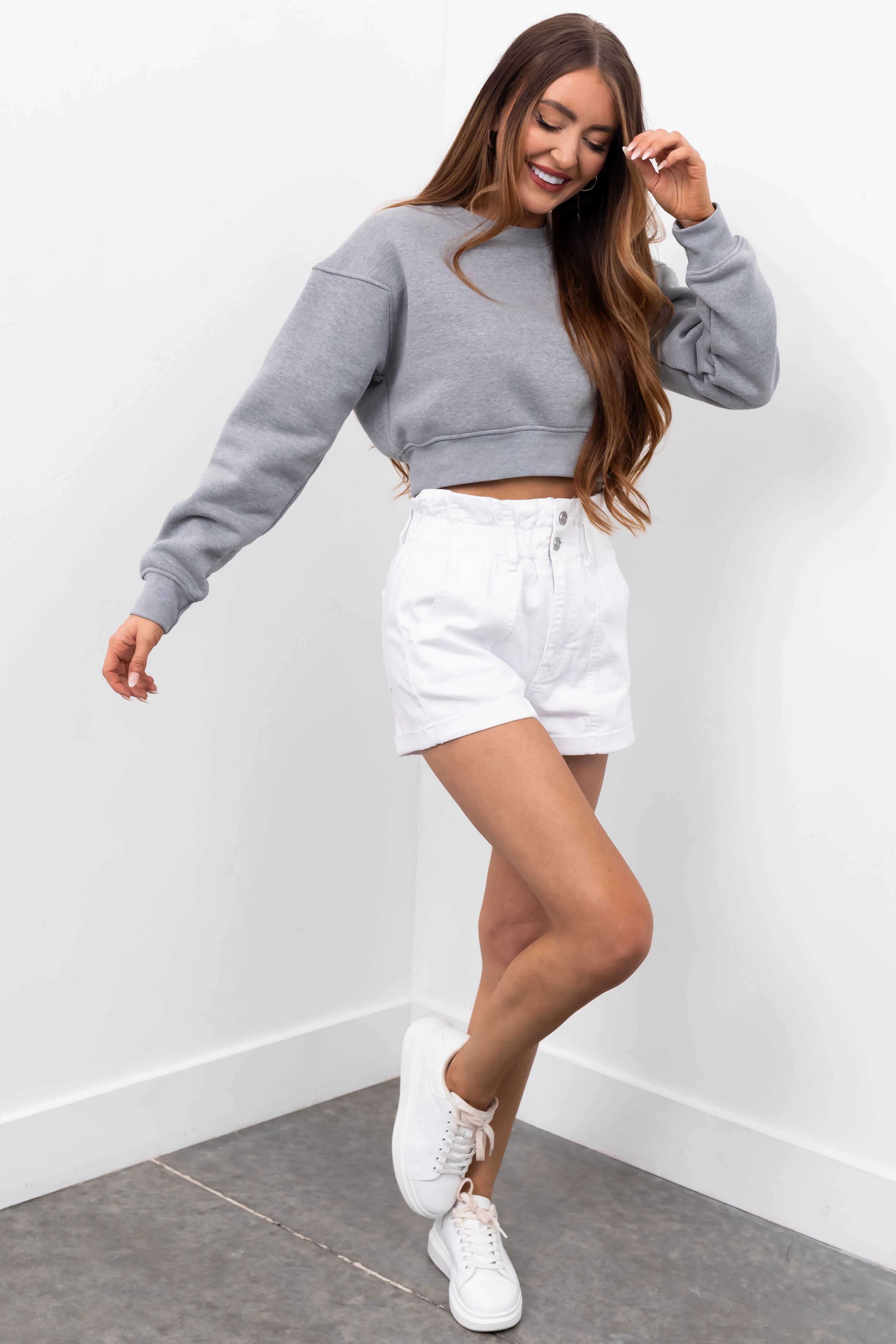 KanCan White Paper Bag Shorts - Image 9