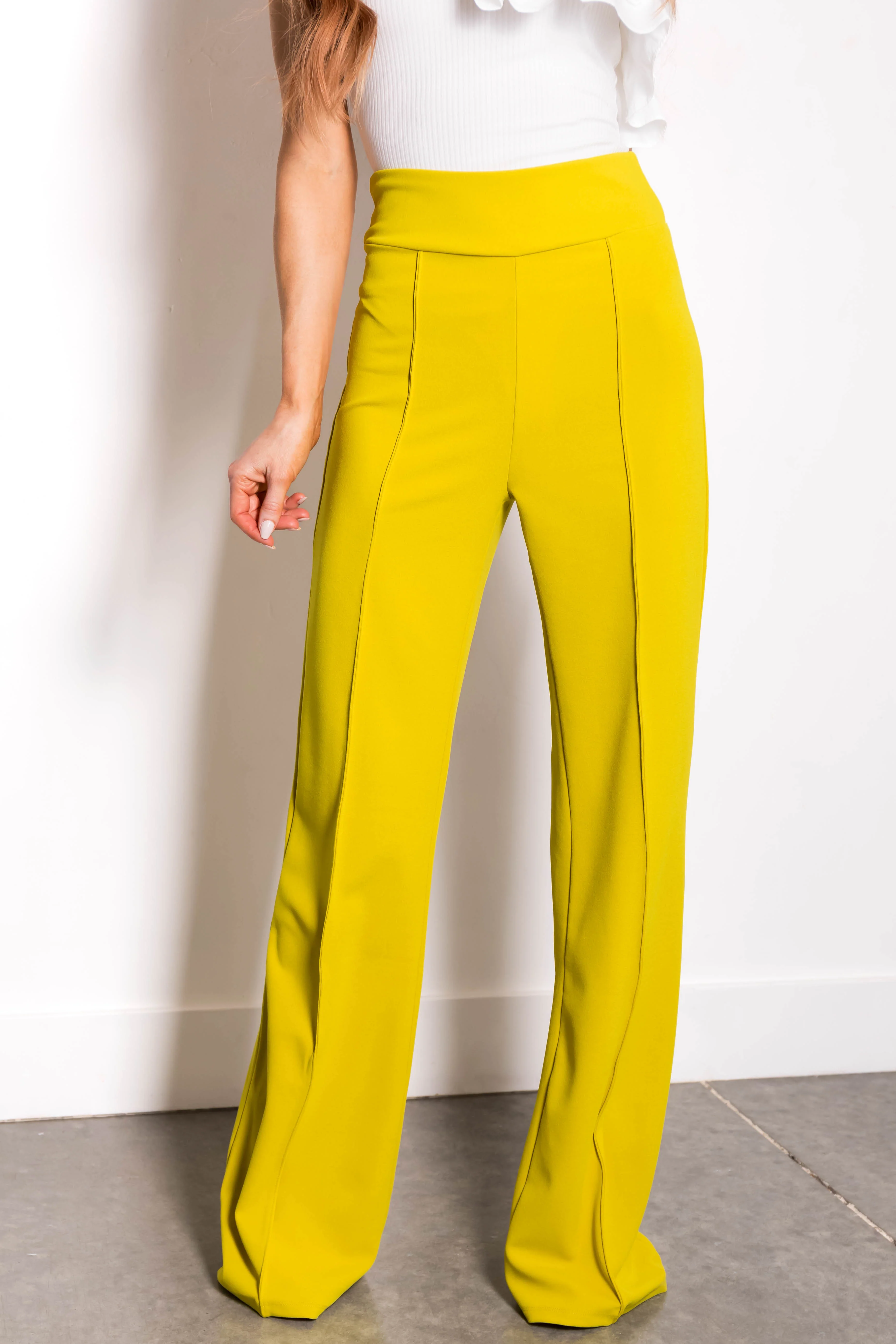 Lemon Lime Vertical Seam Wide Leg Pants - Image 2