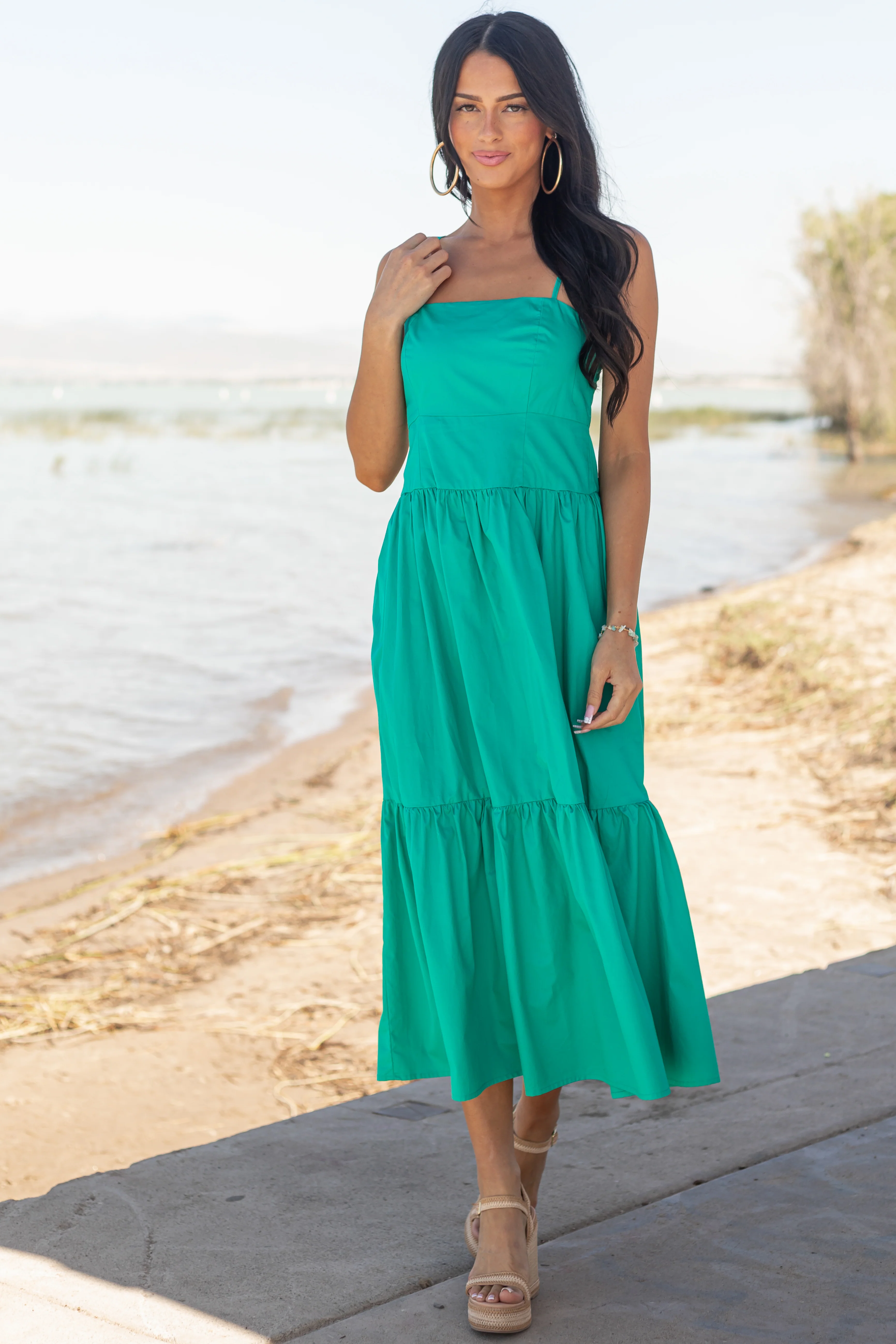 Lovelo Bright Jade Sleeveless Cotton Maxi Dress - Image 3