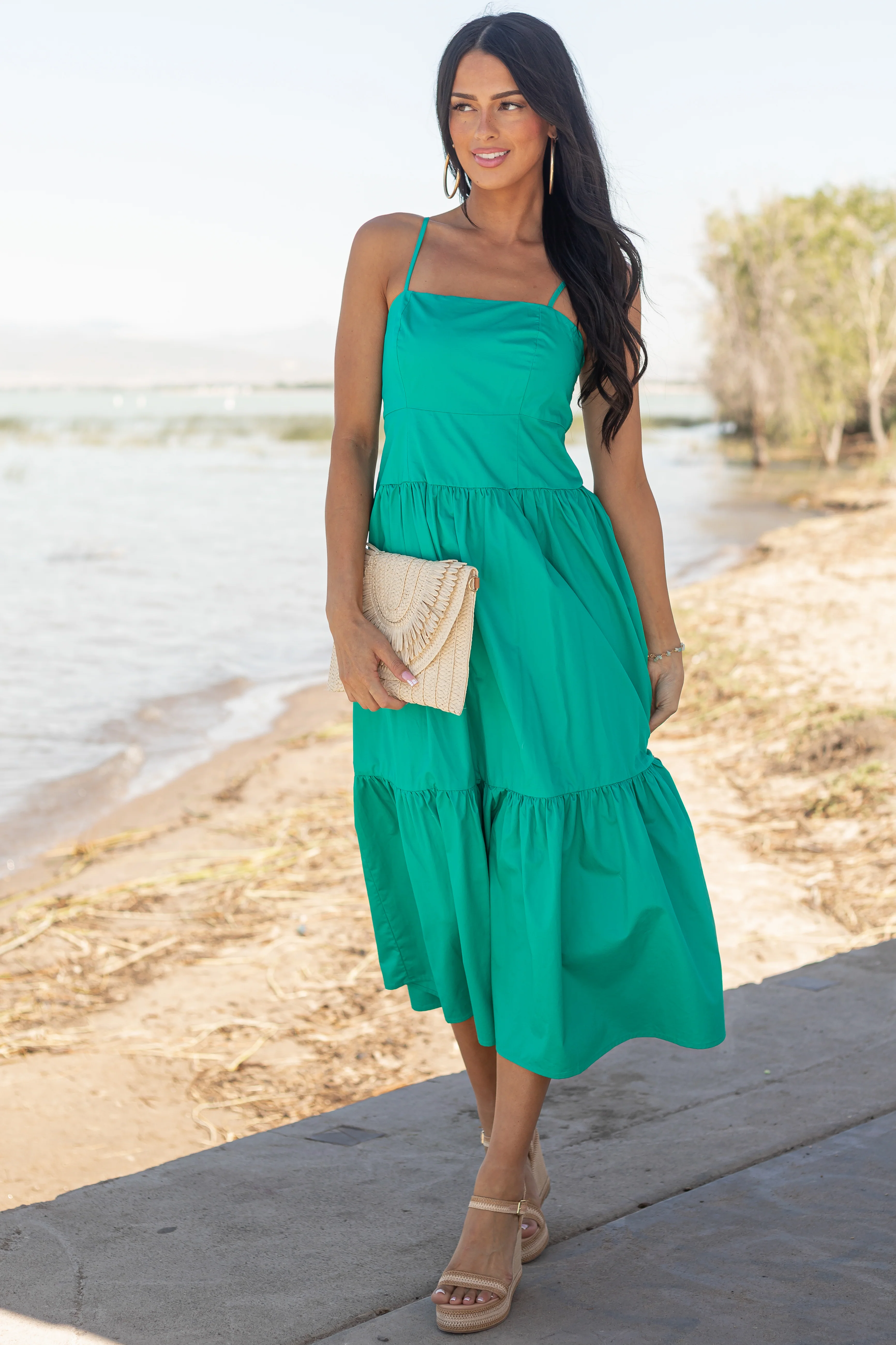 Lovelo Bright Jade Sleeveless Cotton Maxi Dress - Image 4