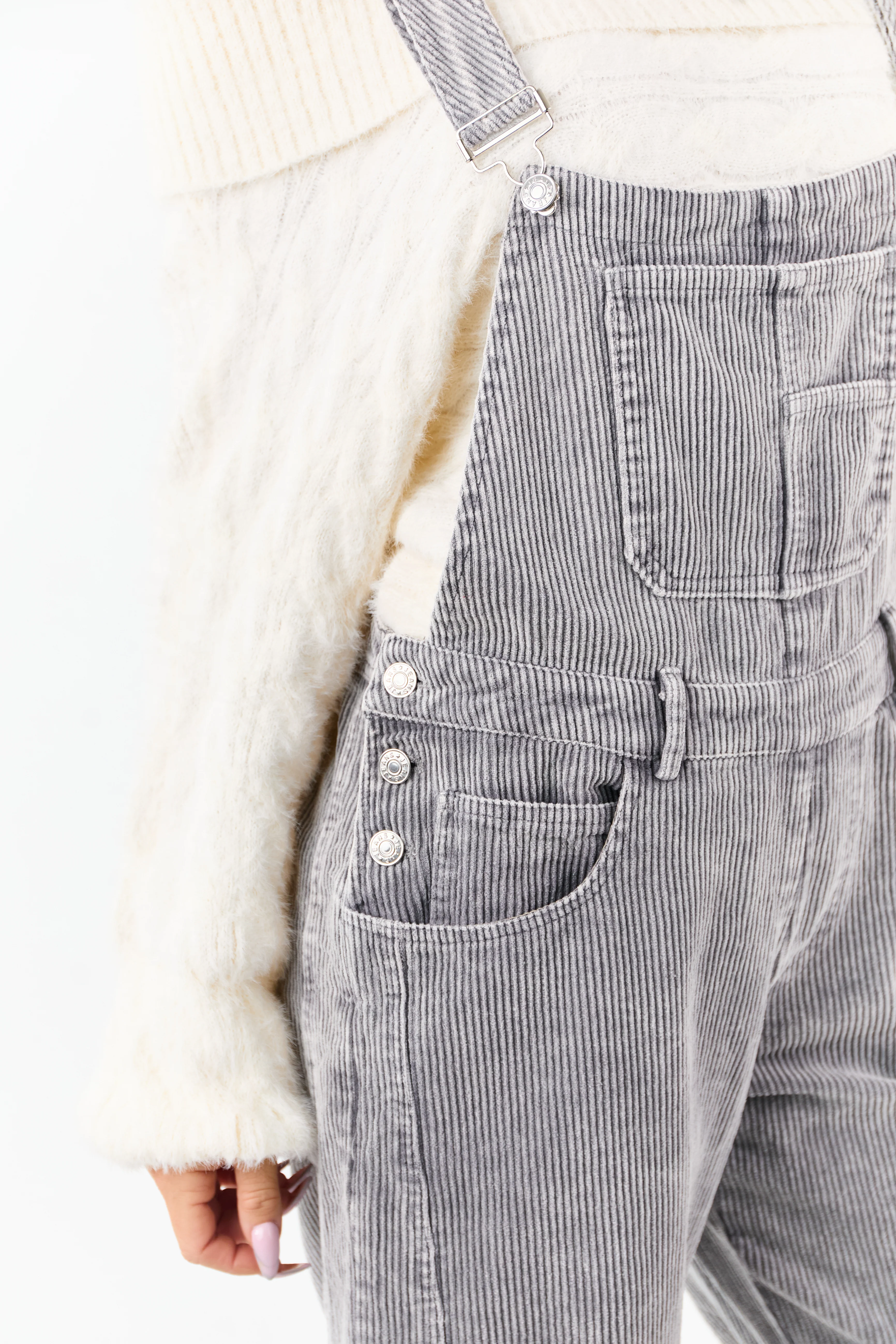 Lovelo Graphite Corduroy Straight Leg Overalls - Image 3