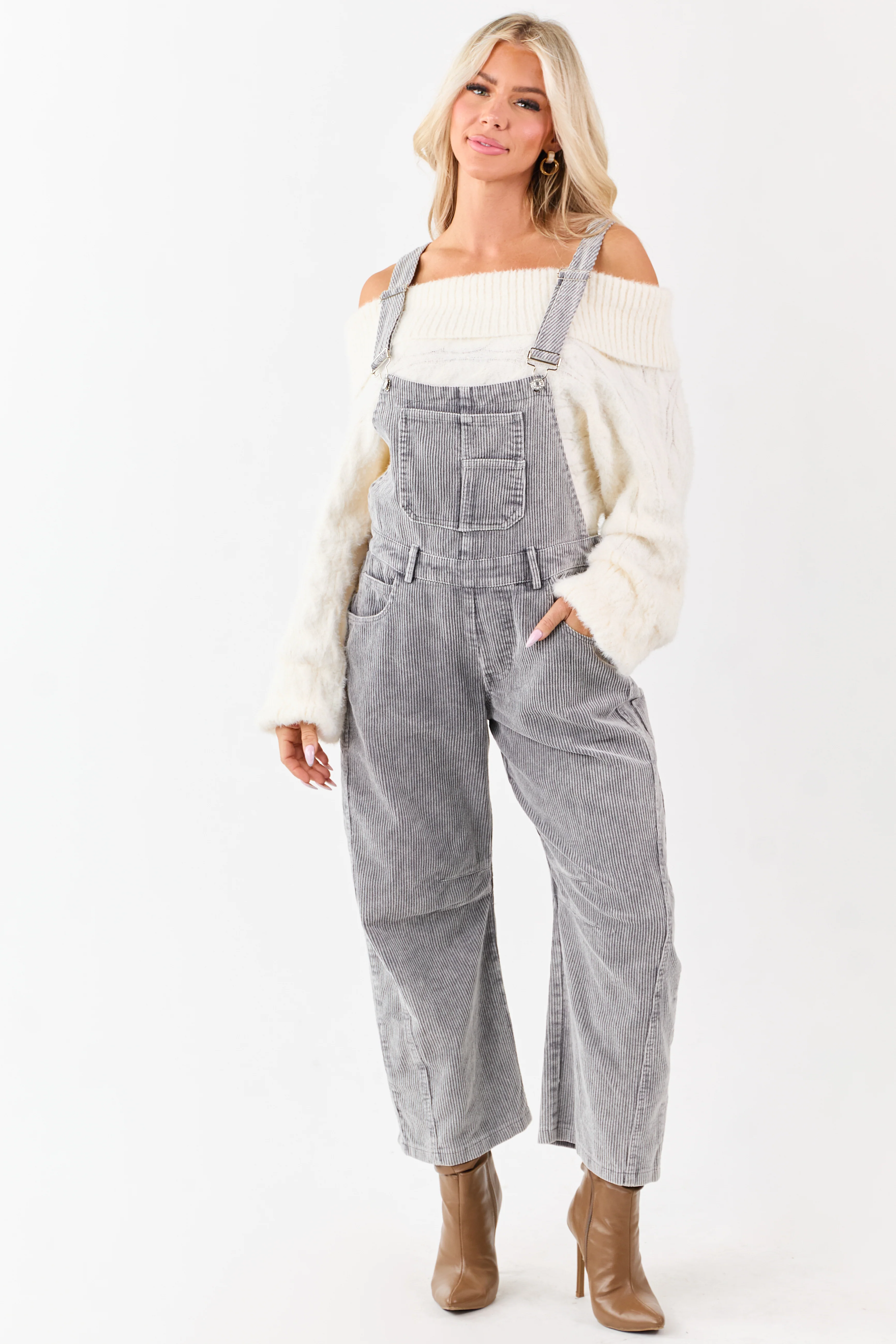 Lovelo Graphite Corduroy Straight Leg Overalls - Image 4