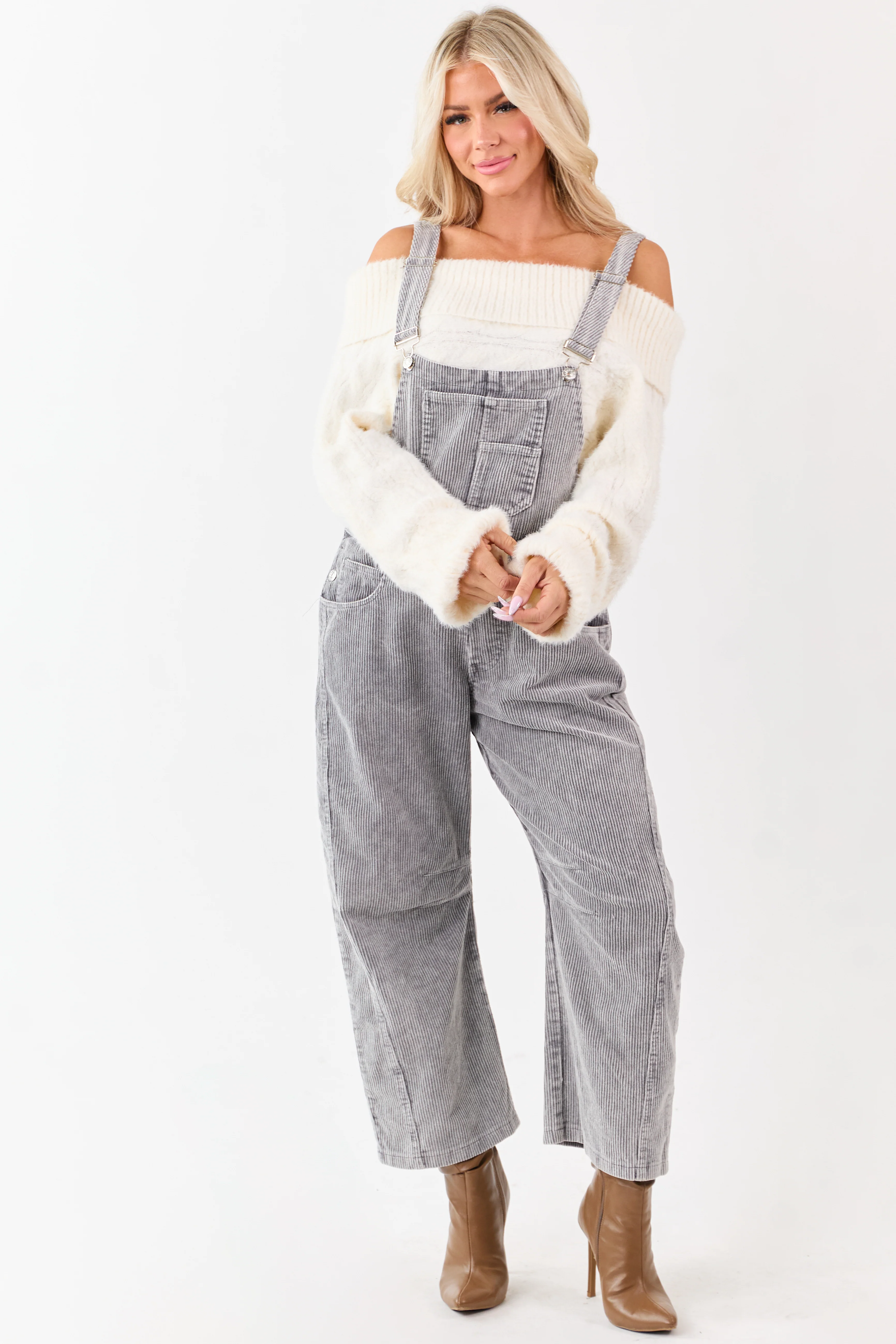 Lovelo Graphite Corduroy Straight Leg Overalls - Image 5