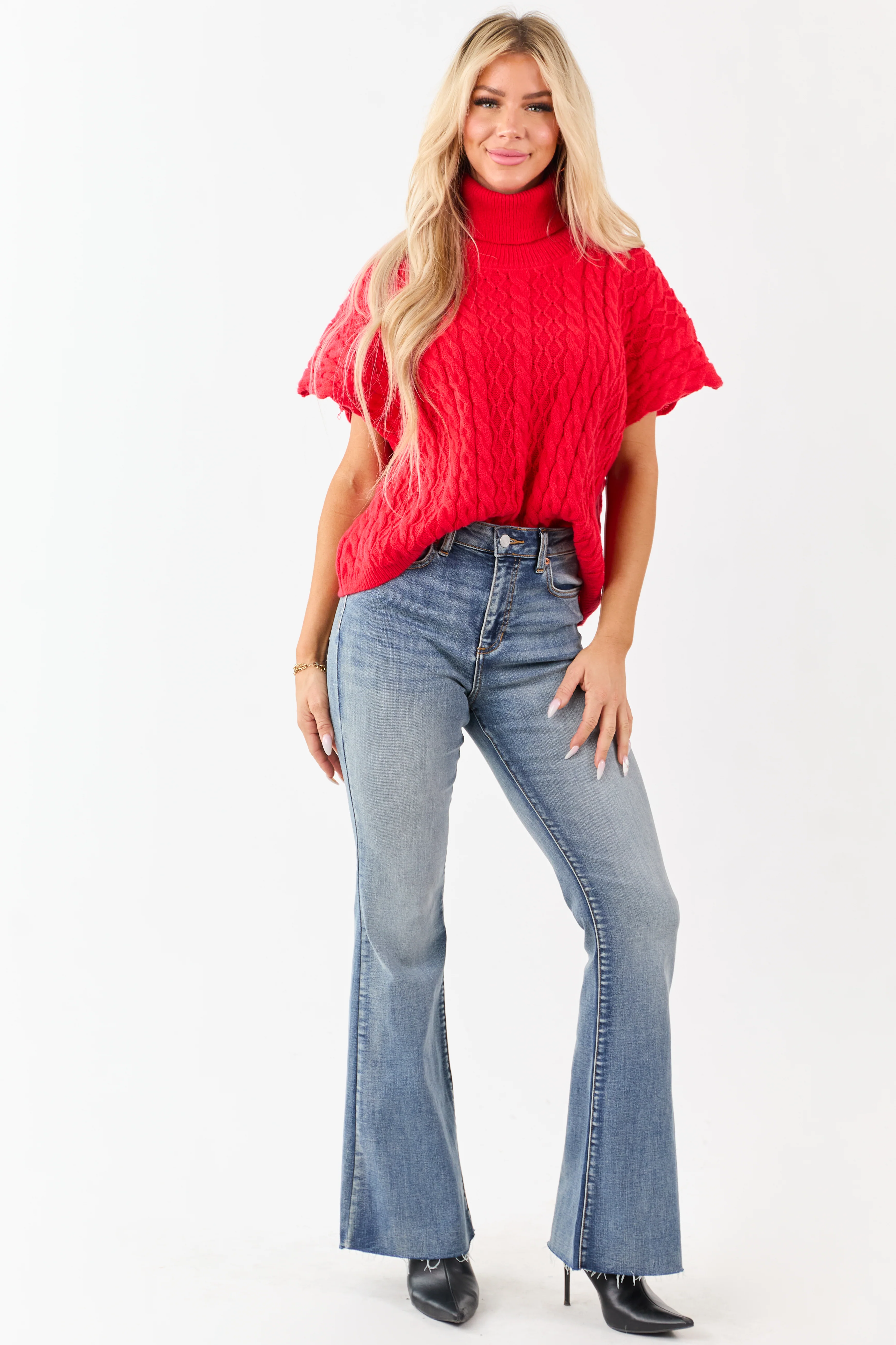 Lovelo Lipstick Cable Knit Turtleneck Sweater - Image 2