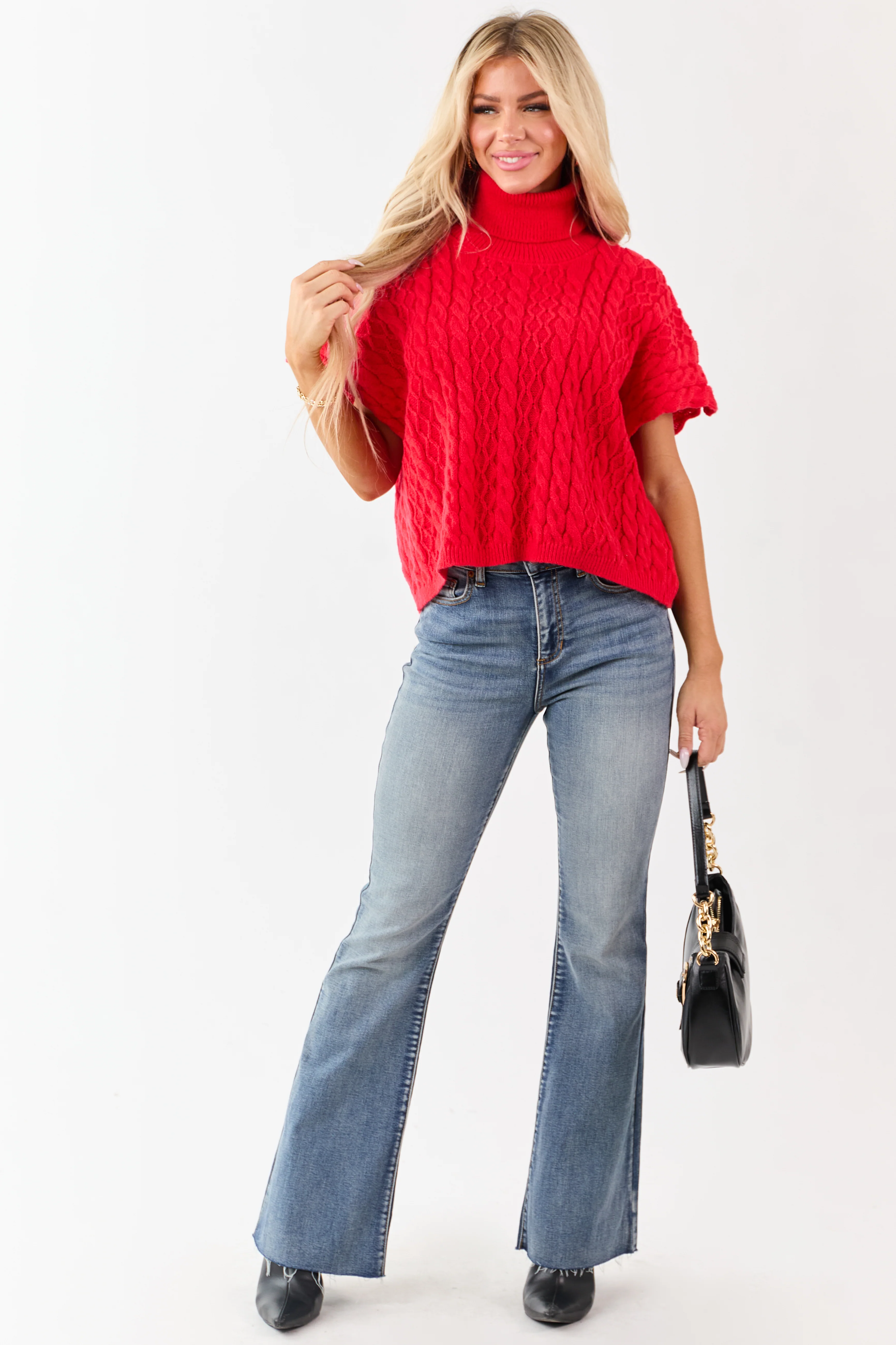 Lovelo Lipstick Cable Knit Turtleneck Sweater - Image 3