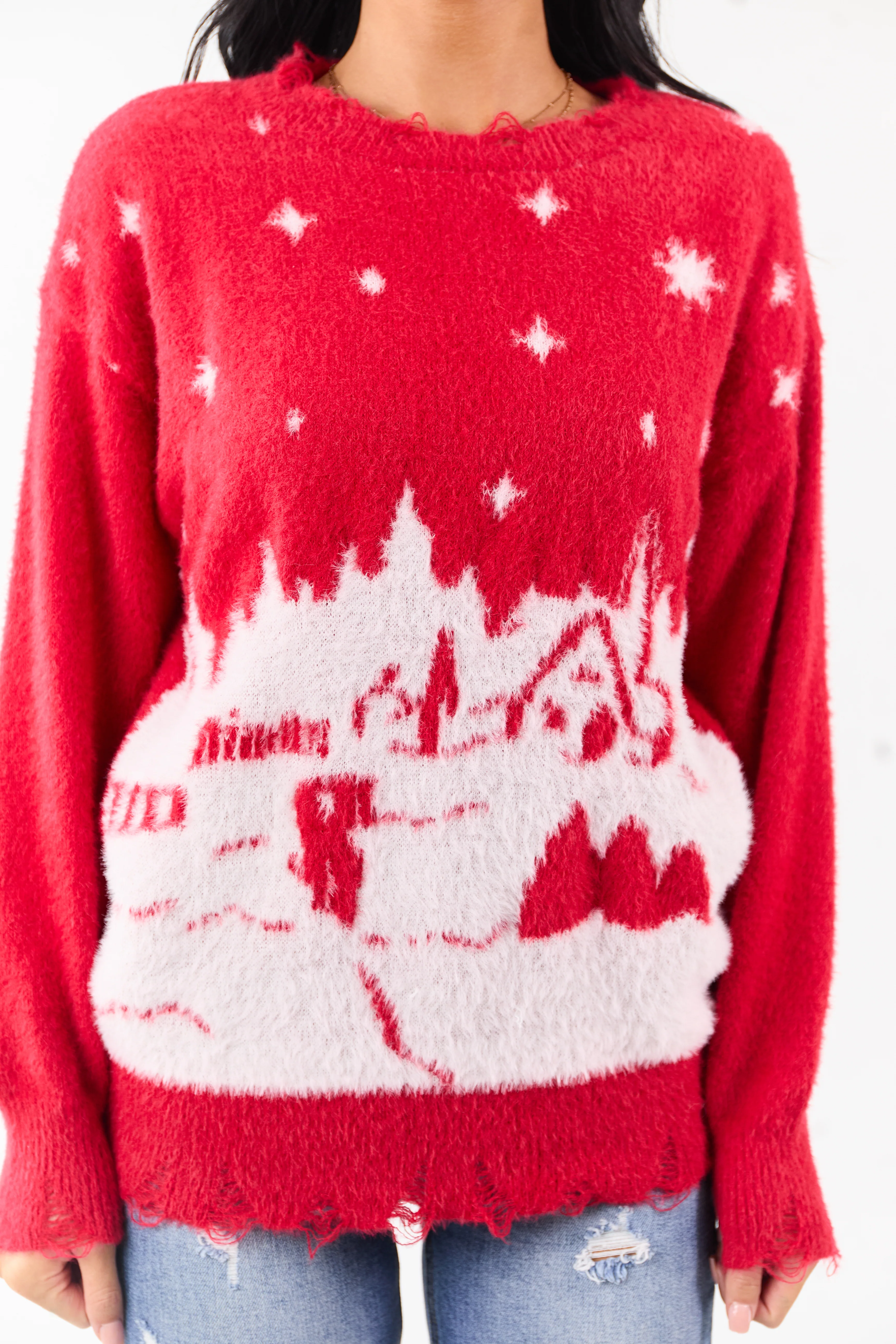 Lovelo Pomegranate Festive Snow Scenery Sweater - Image 6