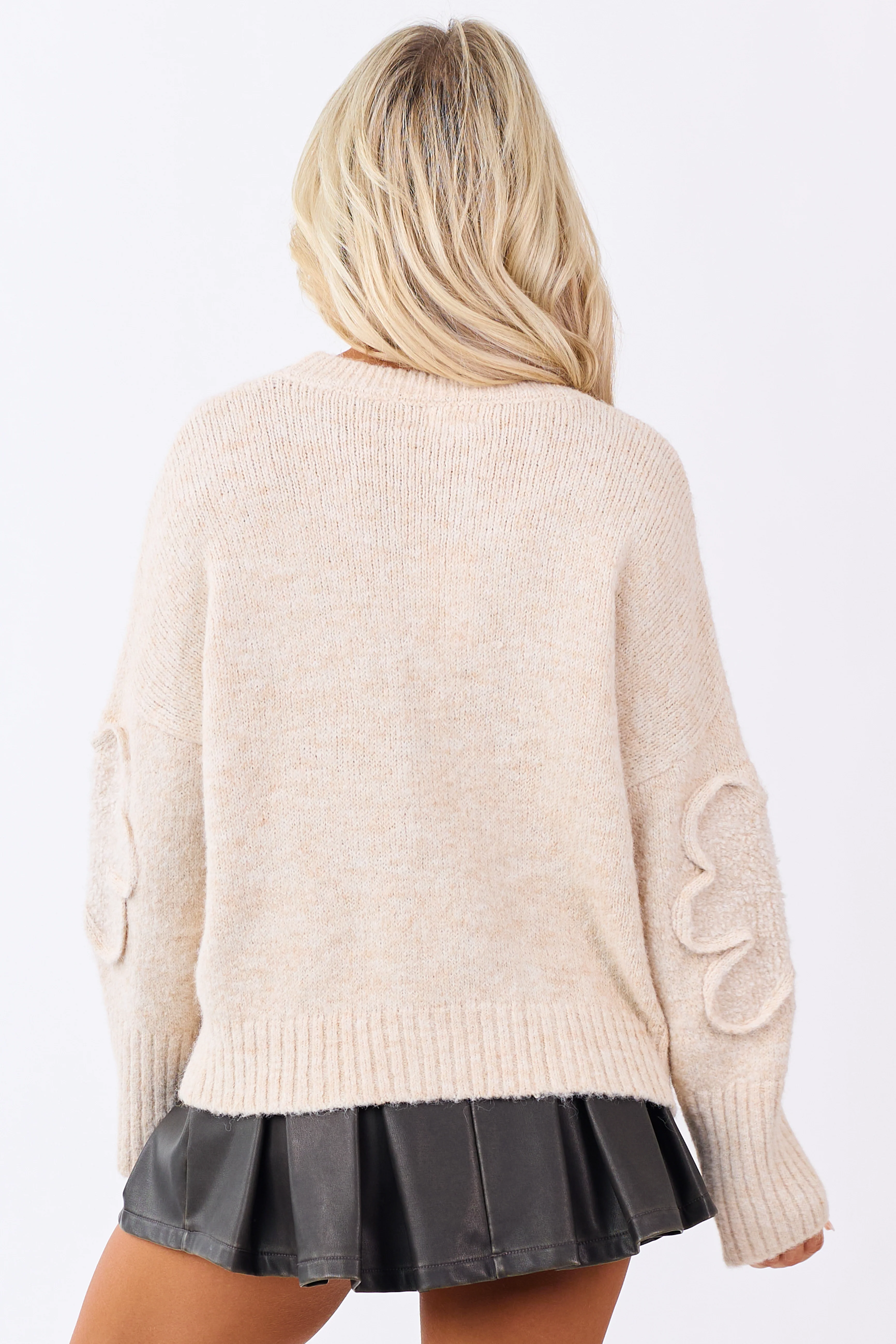 Lovelo Sand 3D Sherpa Floral Knit Relaxed Sweater - Image 6