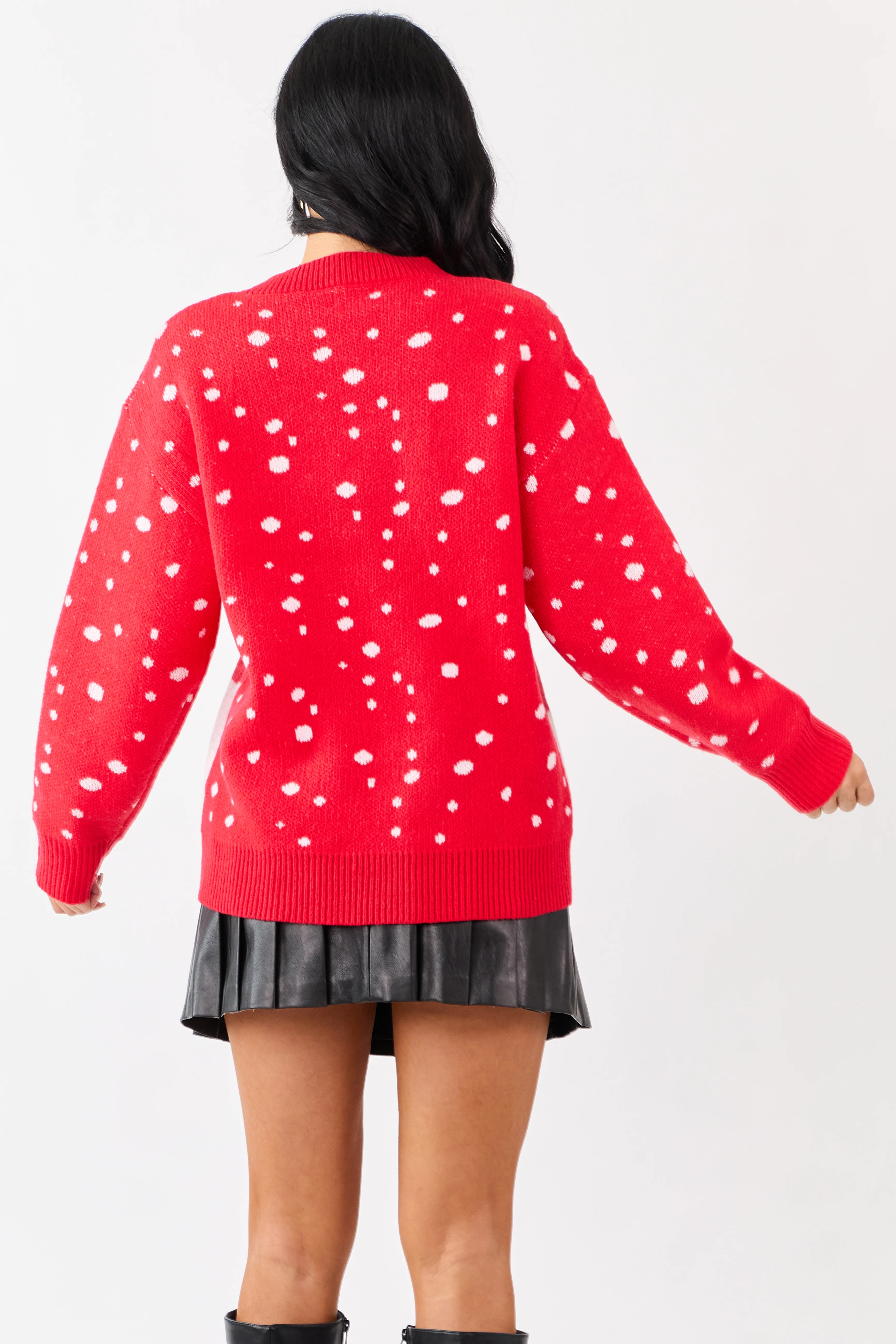 Lovelo Scarlet Reindeer Graphic Rib Knit Sweater - Image 5