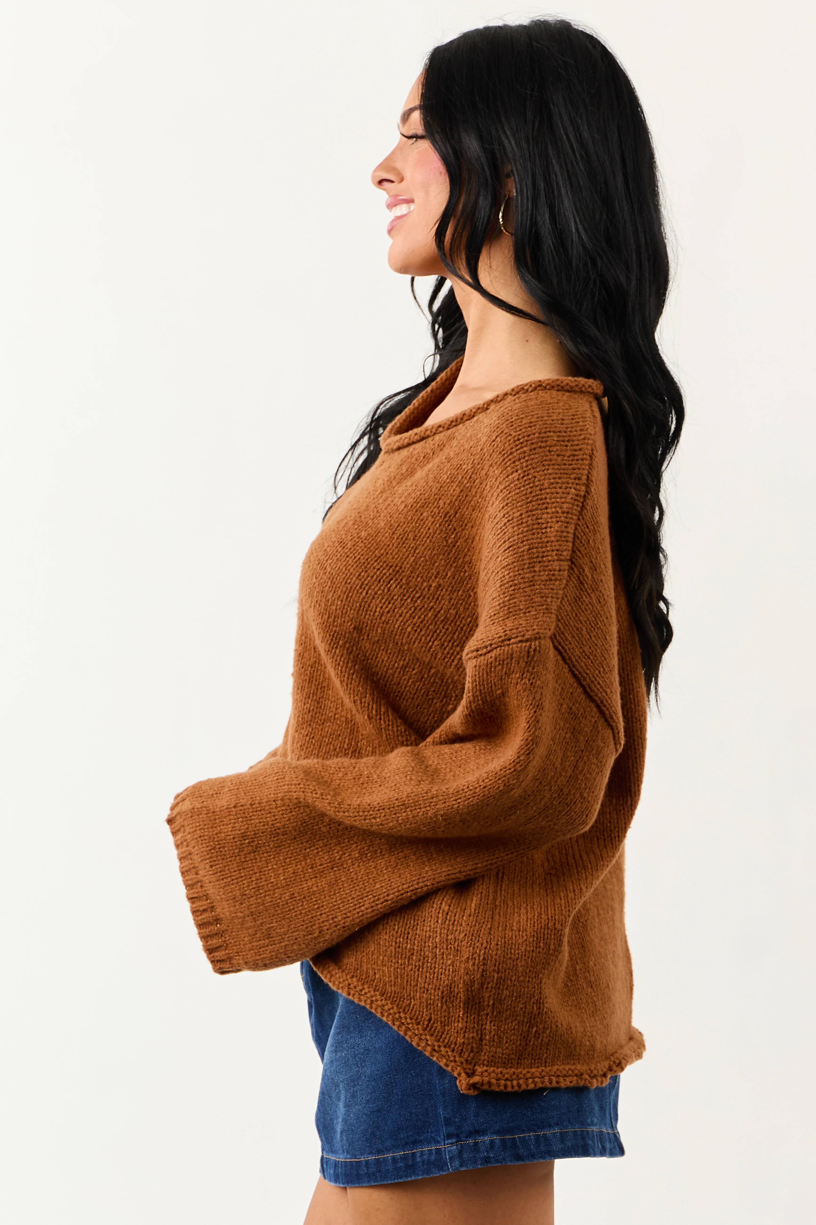 Lovelo Spice V Neck Long Sleeve Chunky Knit Sweater - Image 4