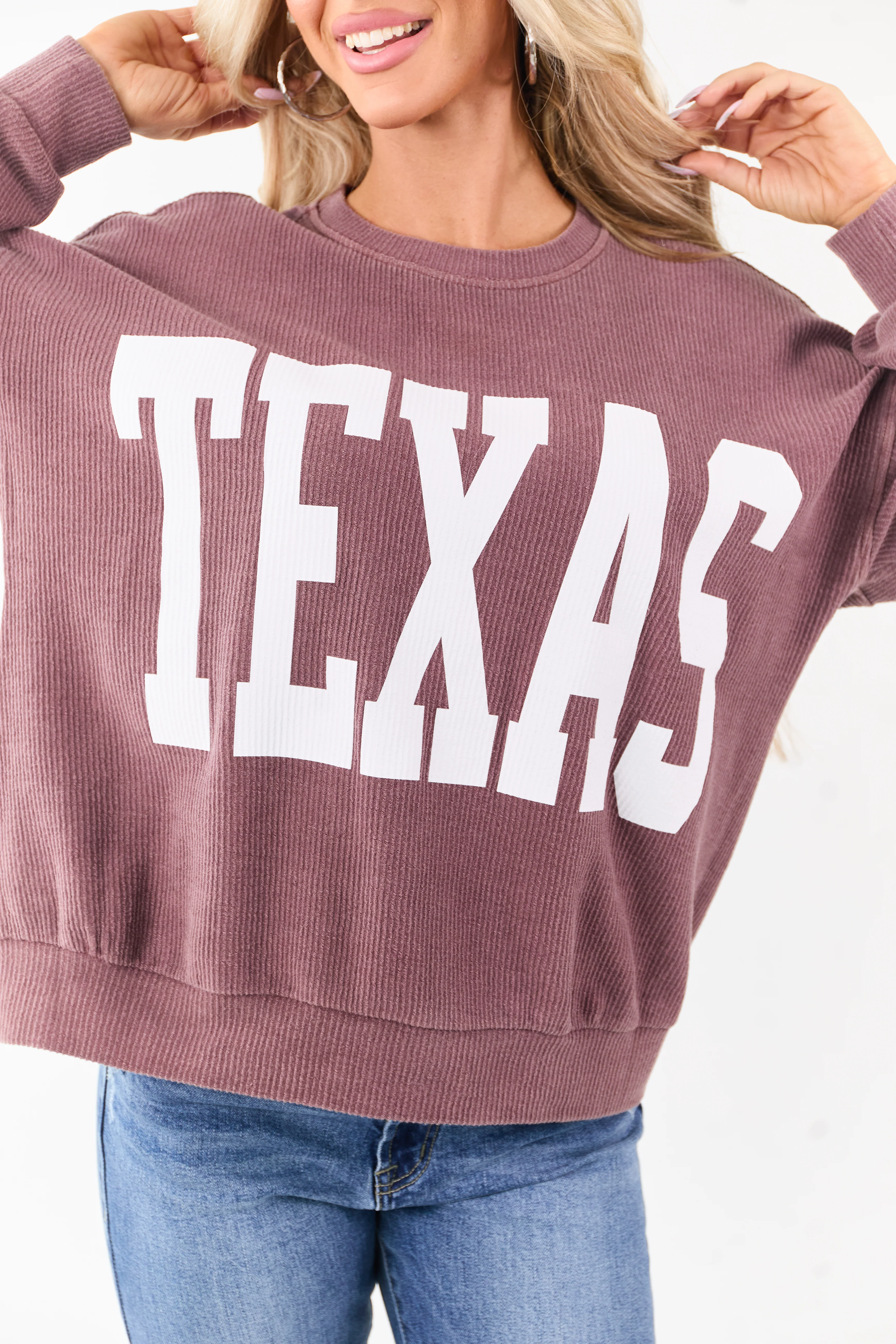 Marsala 'Texas' Graphic Long Sleeve Rib Knit Sweater - Image 2