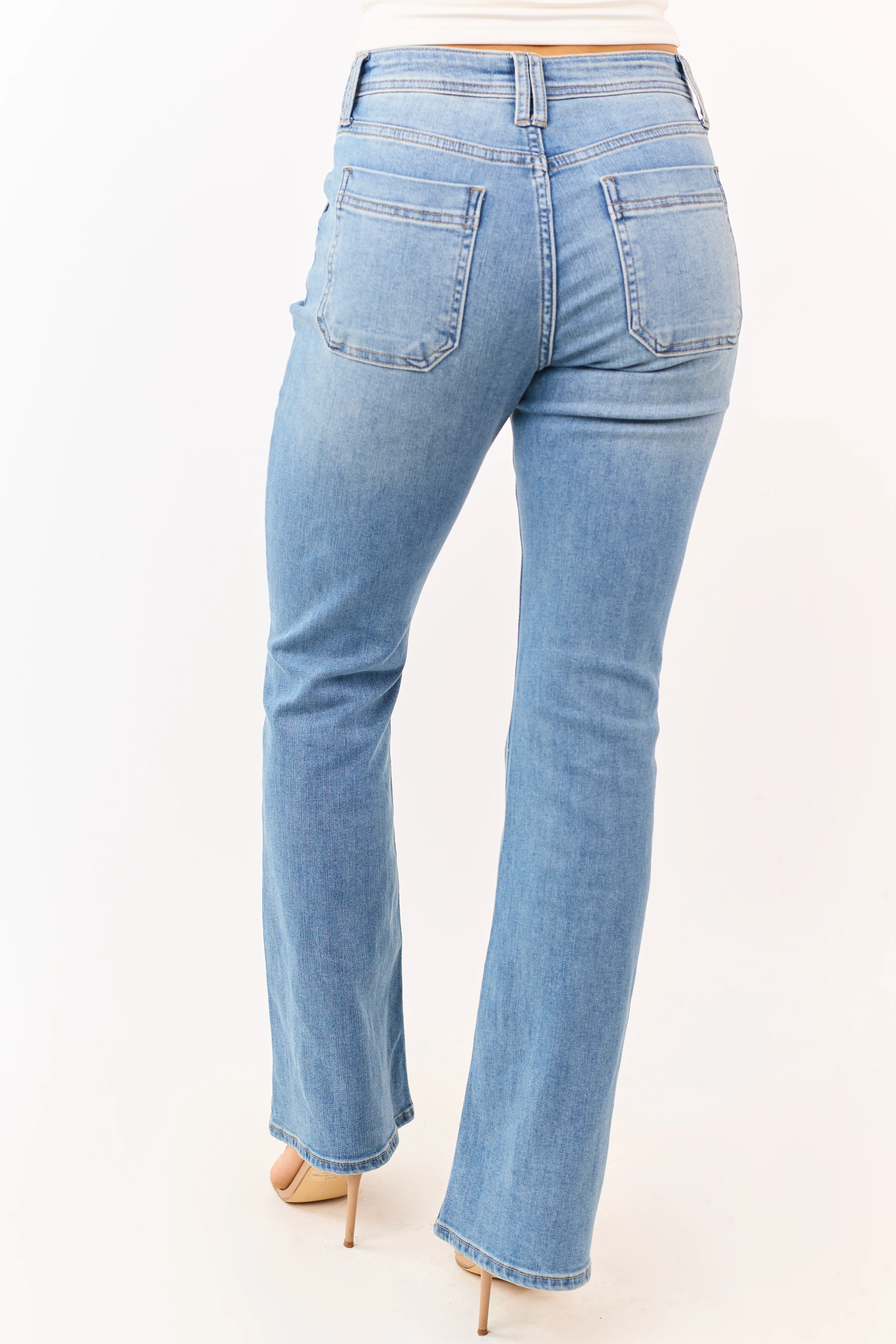 Medium Wash Bootcut Stretchy High Rise Jeans - Image 4
