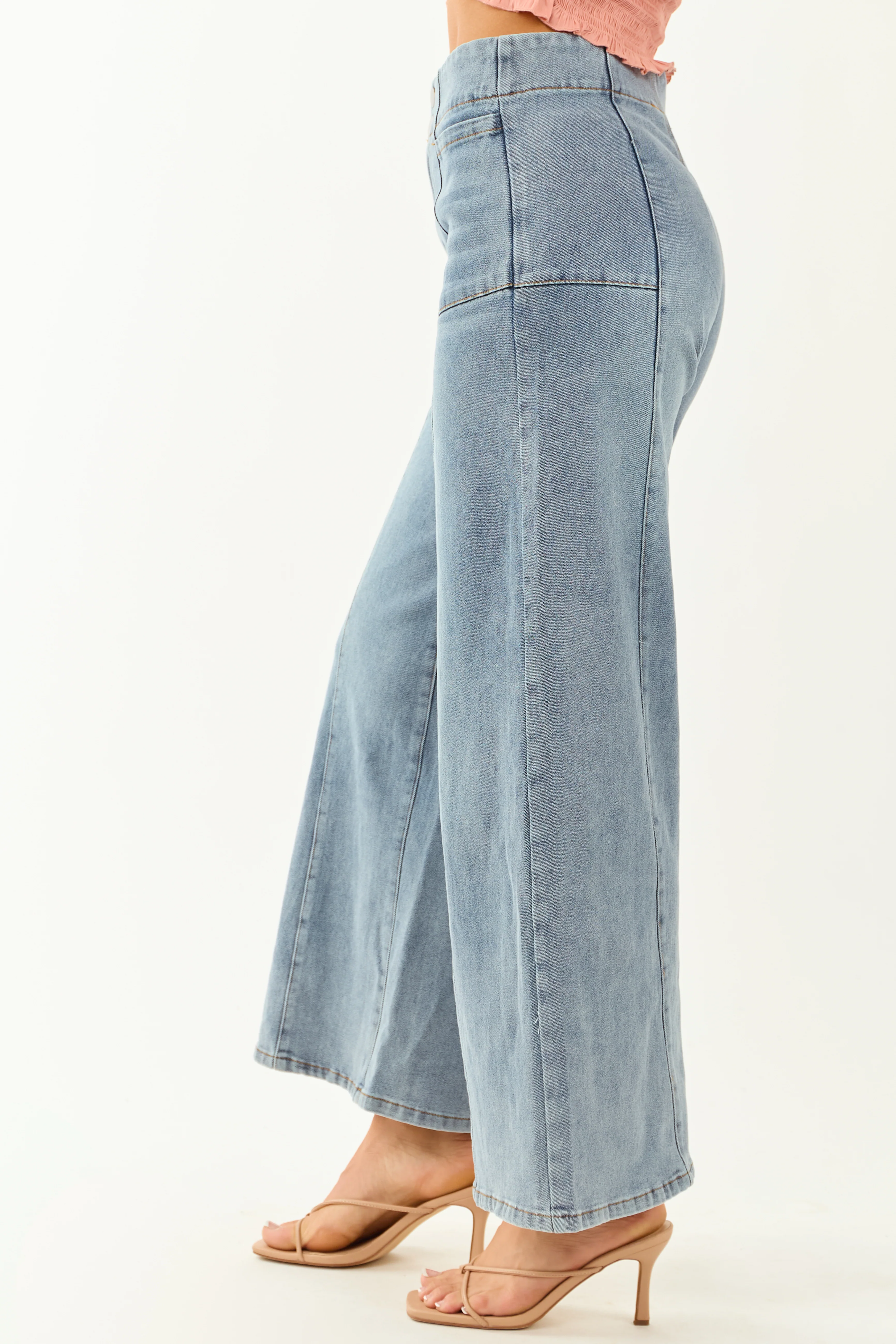 Medium Wash Super Wide Leg Semi-Stretchy Jeans - Image 3