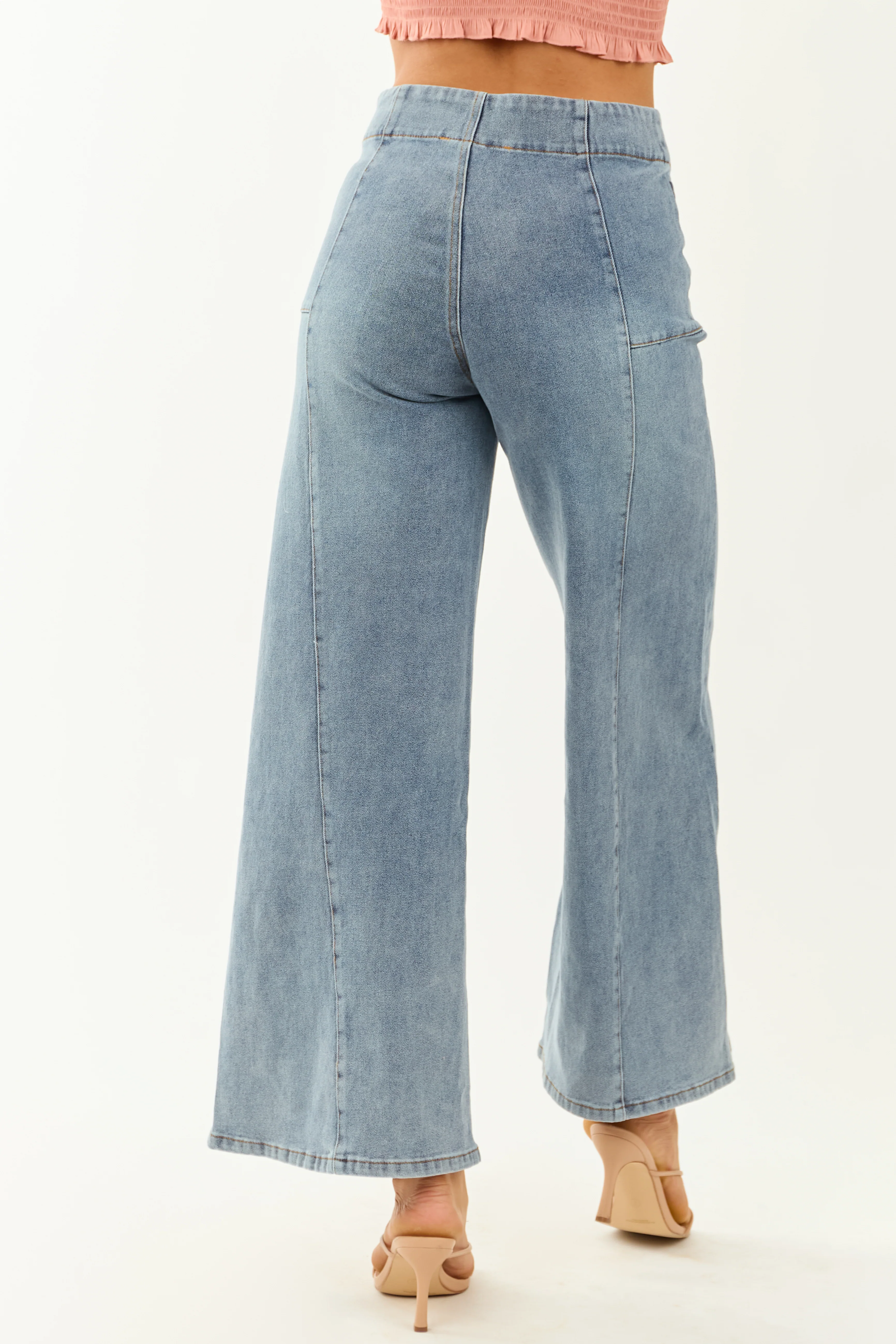 Medium Wash Super Wide Leg Semi-Stretchy Jeans - Image 4