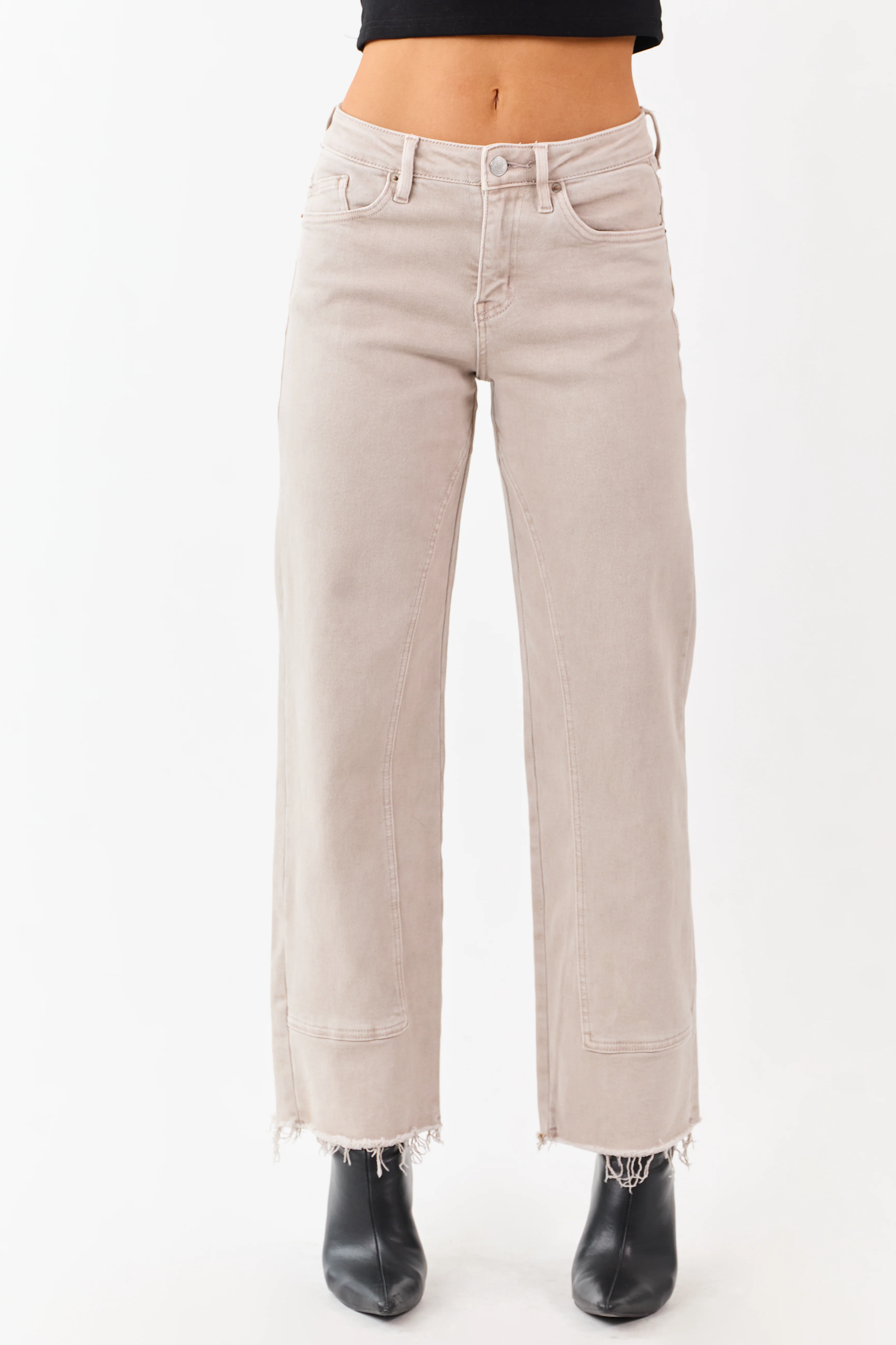 Mica Denim Almond Raw Hem Stretchy Straight Jeans - Image 2
