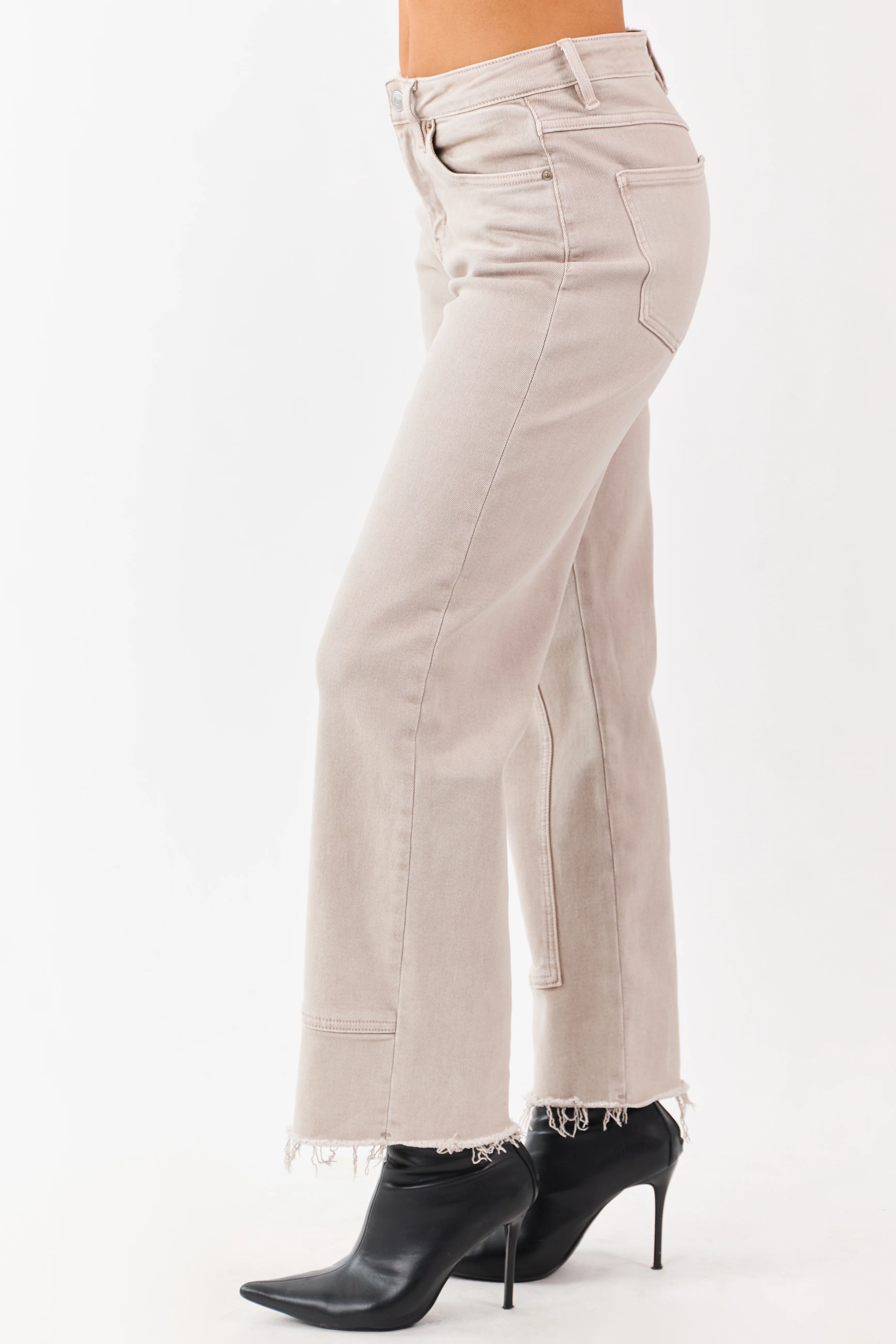 Mica Denim Almond Raw Hem Stretchy Straight Jeans - Image 4