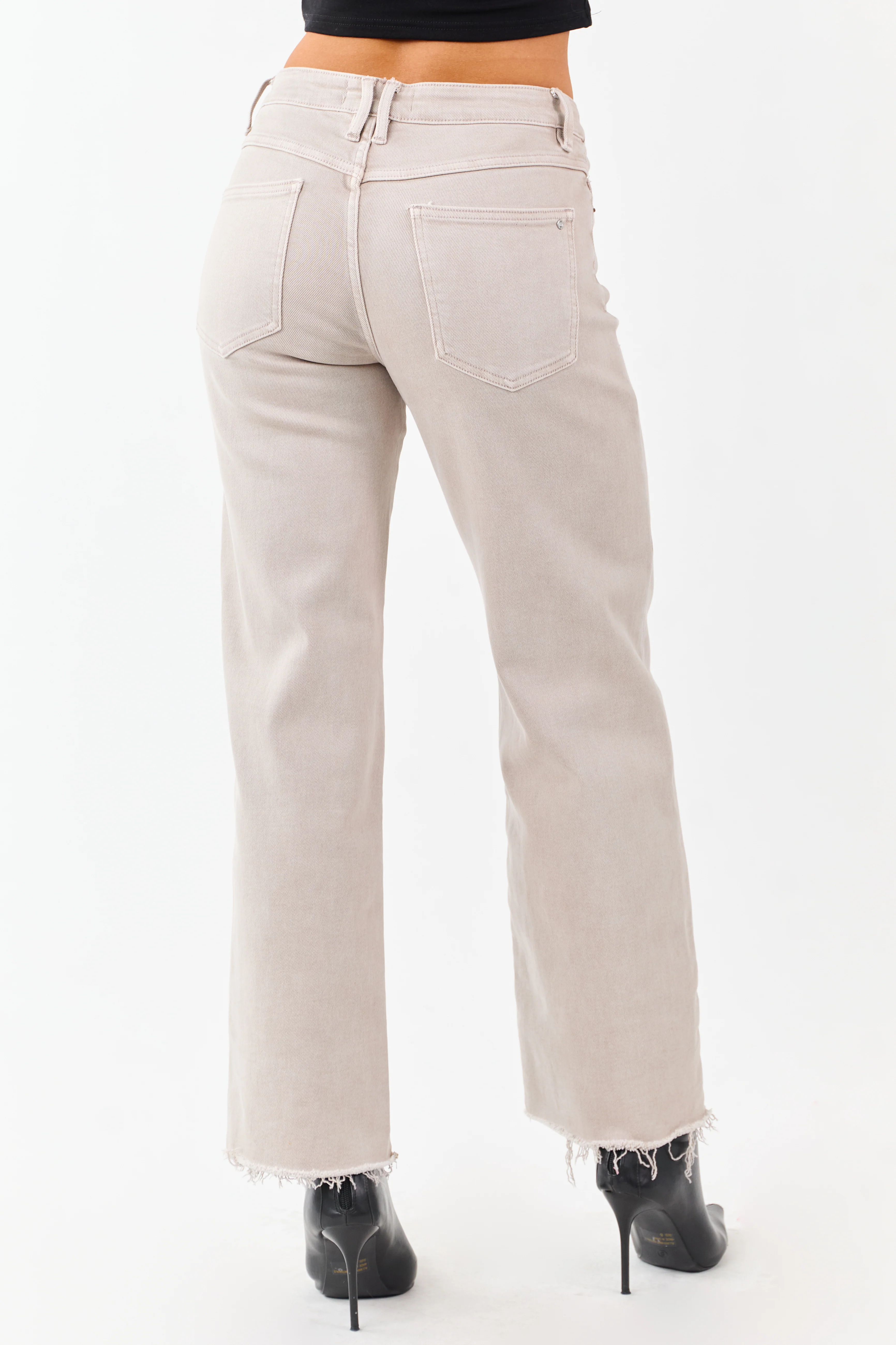 Mica Denim Almond Raw Hem Stretchy Straight Jeans - Image 5