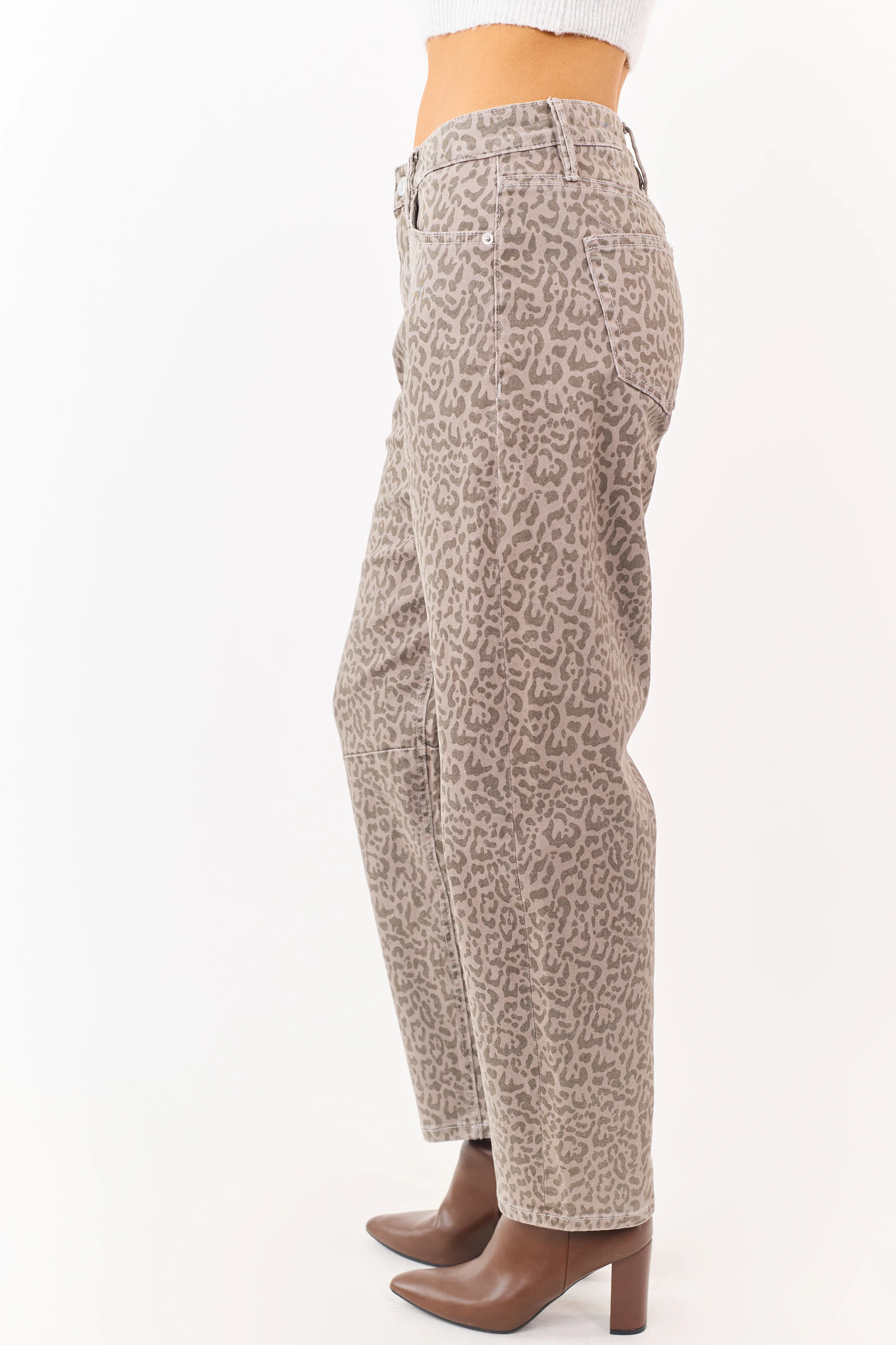 Mica Denim Ash Leopard Barrel Tummy Control Jeans - Image 3