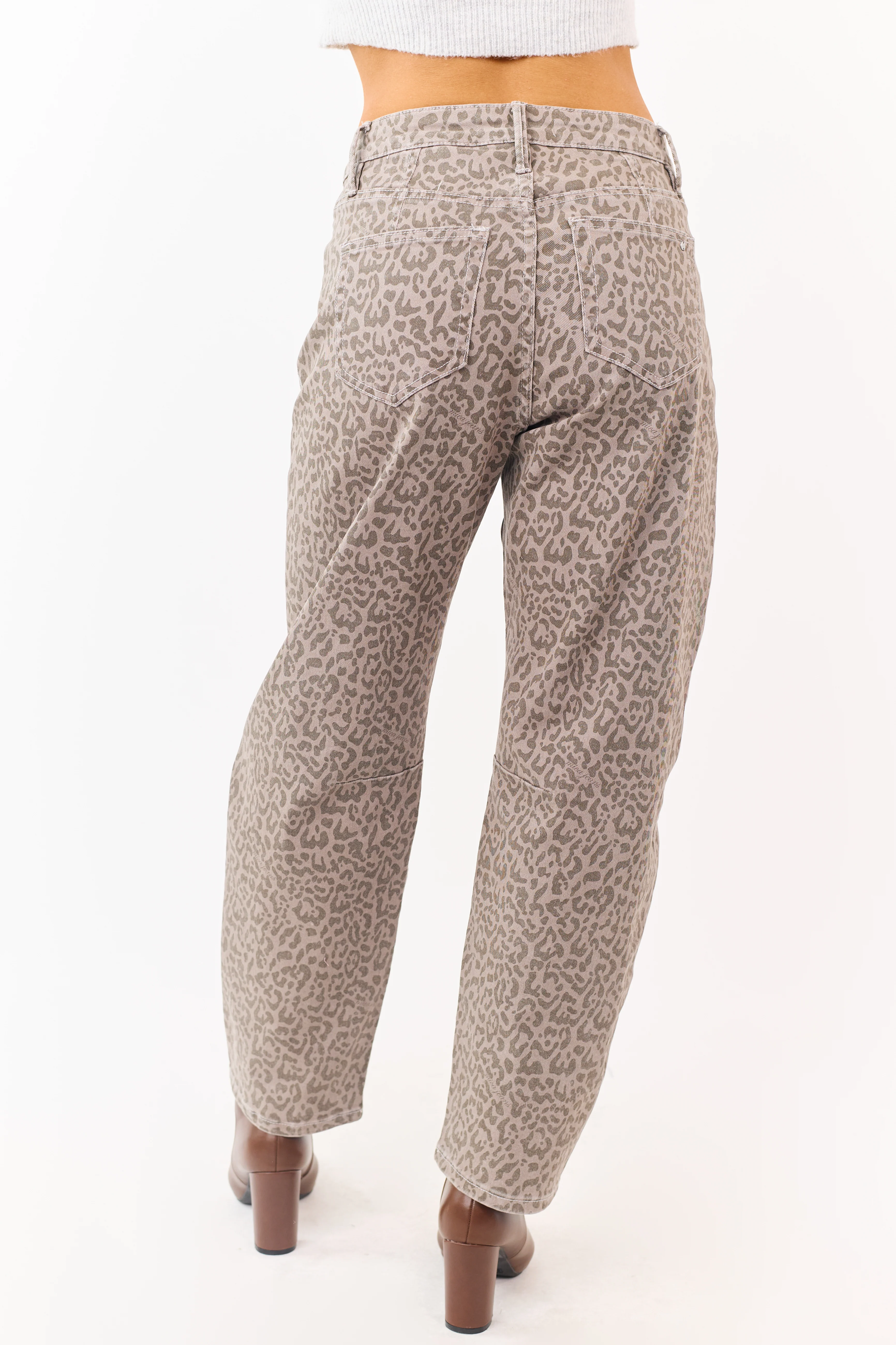 Mica Denim Ash Leopard Barrel Tummy Control Jeans - Image 4