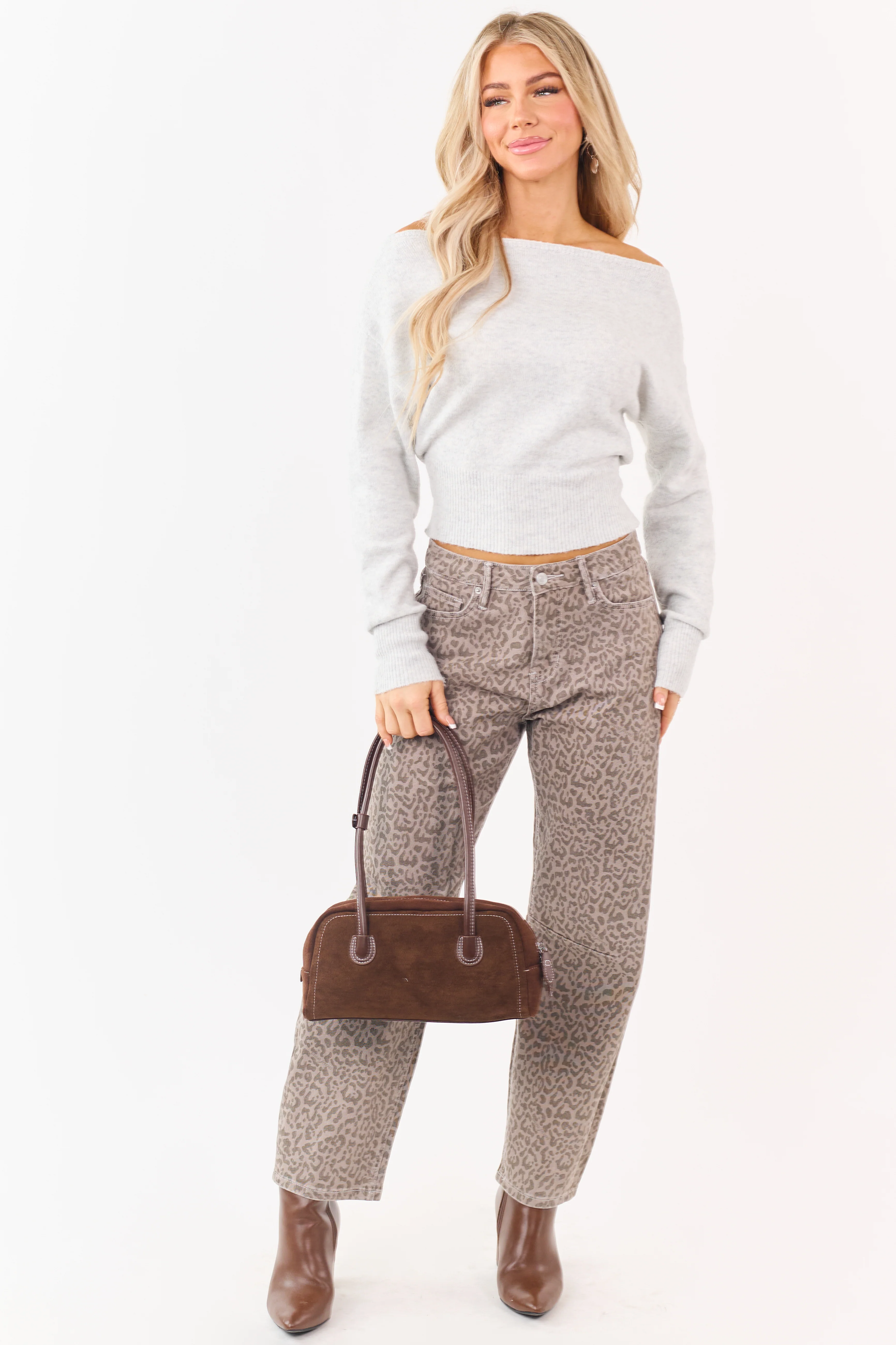 Mica Denim Ash Leopard Barrel Tummy Control Jeans - Image 5