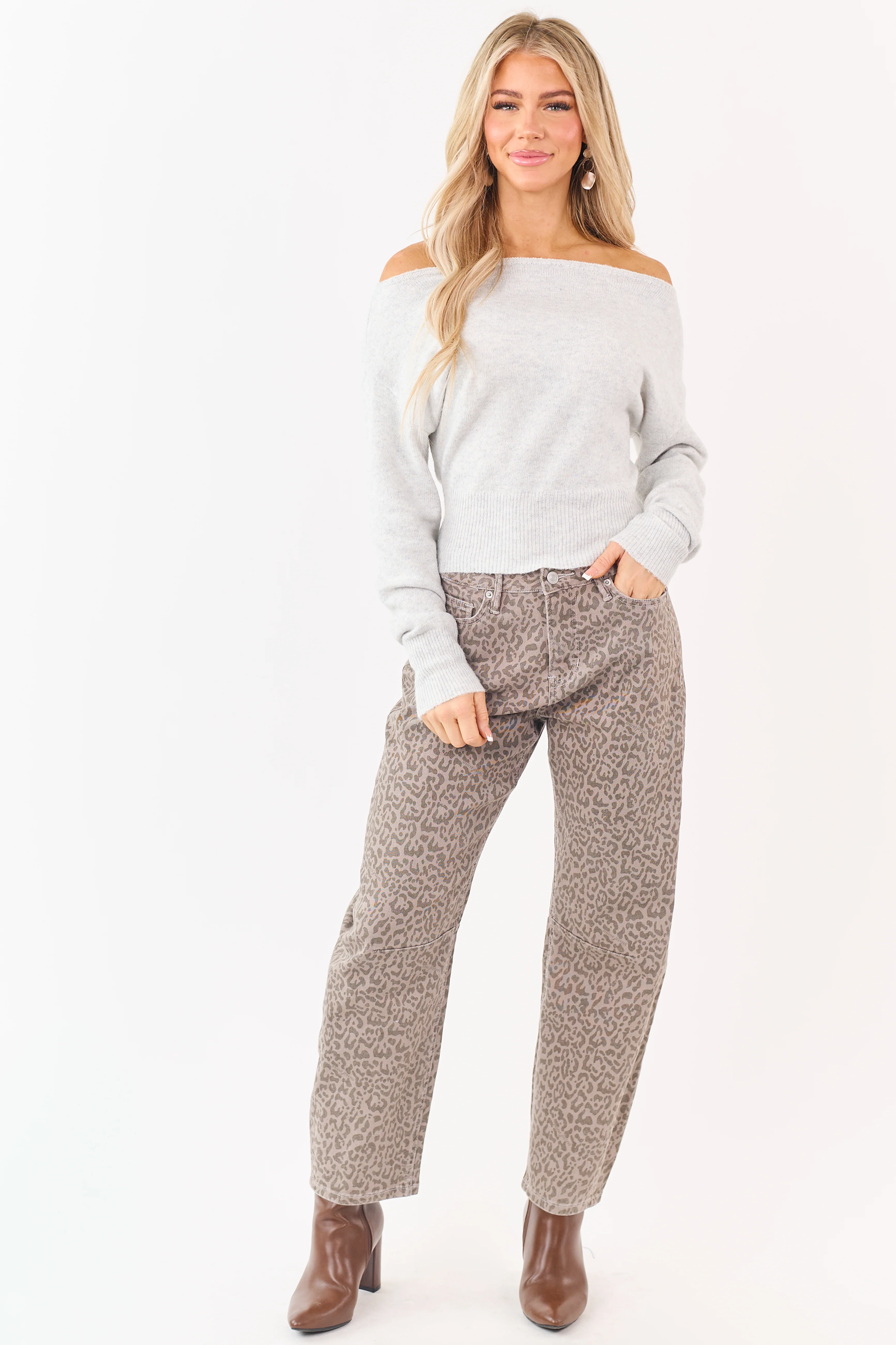Mica Denim Ash Leopard Barrel Tummy Control Jeans - Image 6