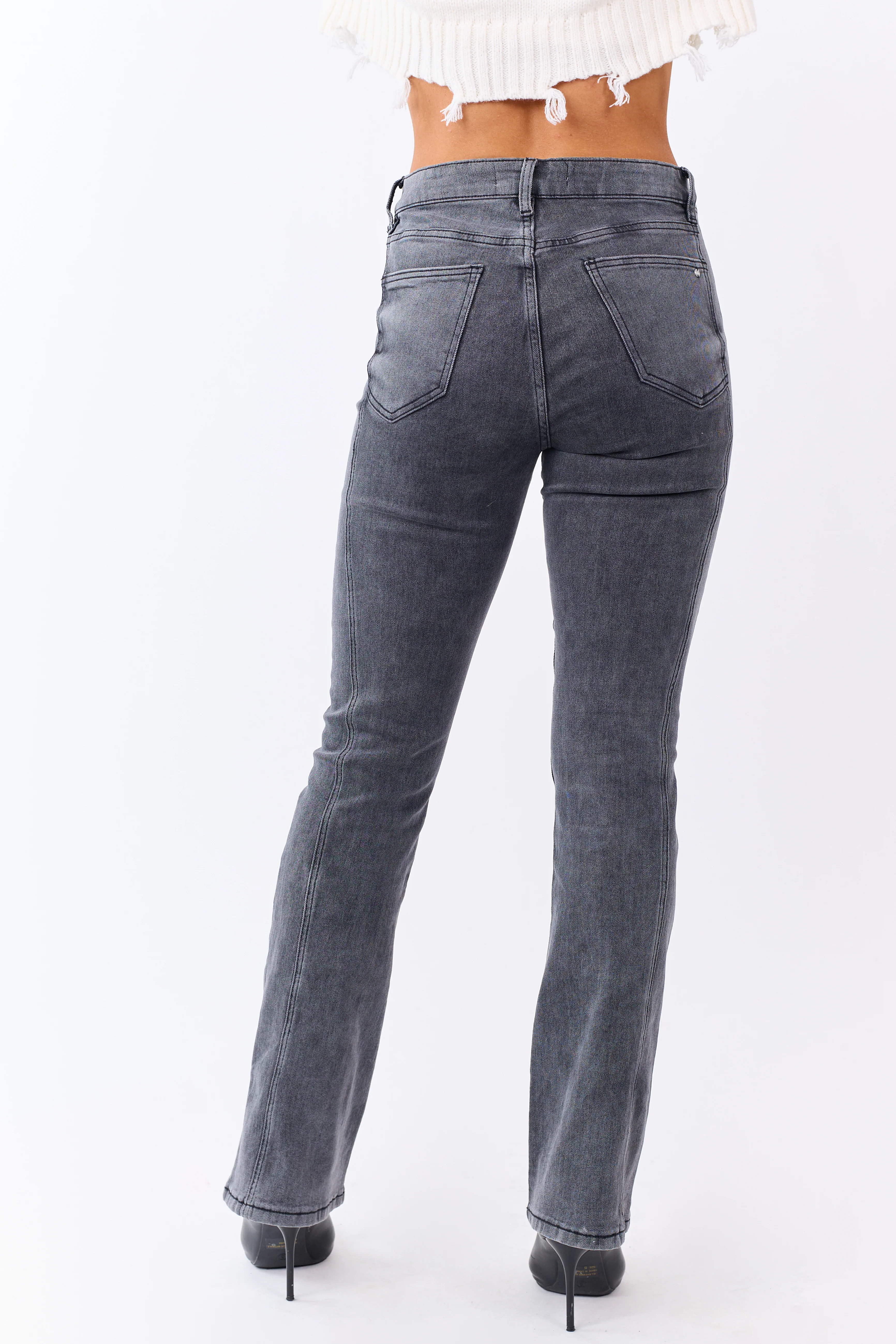 Mica Denim Charcoal Tummy Control Strechy Bootcut Jeans - Image 5