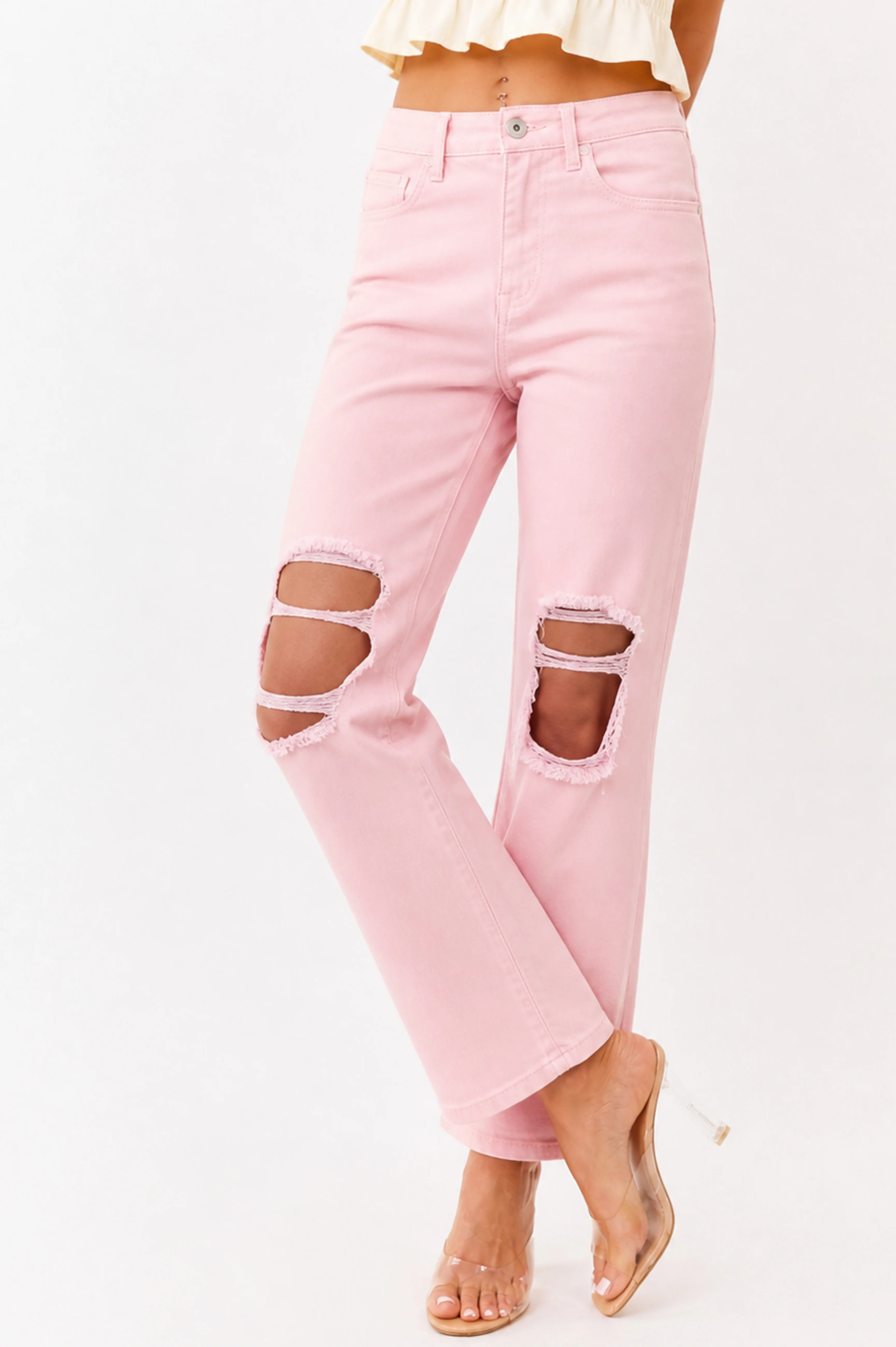 Mica Denim Cherry Blossom Stretchy Straight Jeans - Image 2