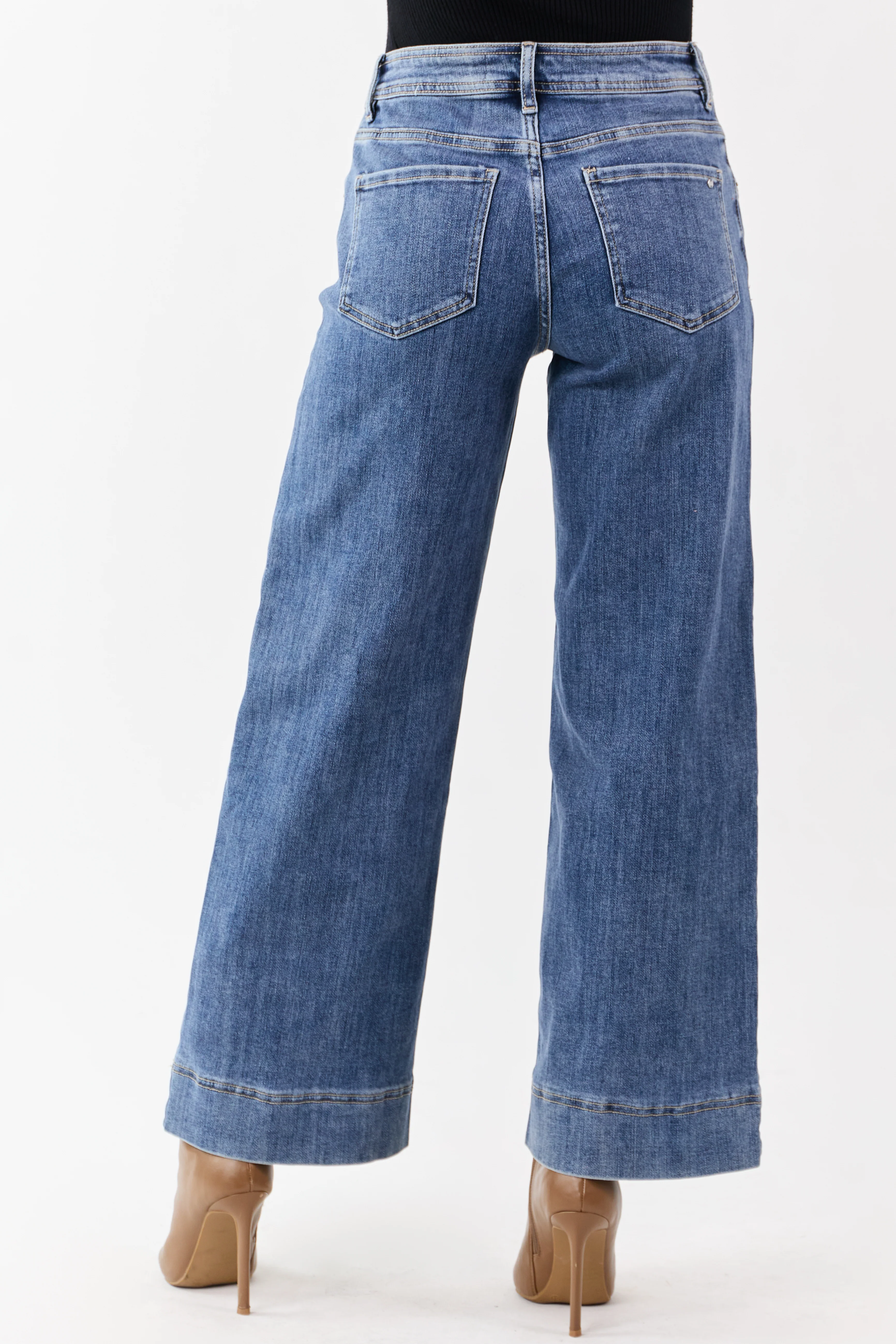 MIca Denim Dark Wash Stretchy Wide Leg Jeans - Image 4