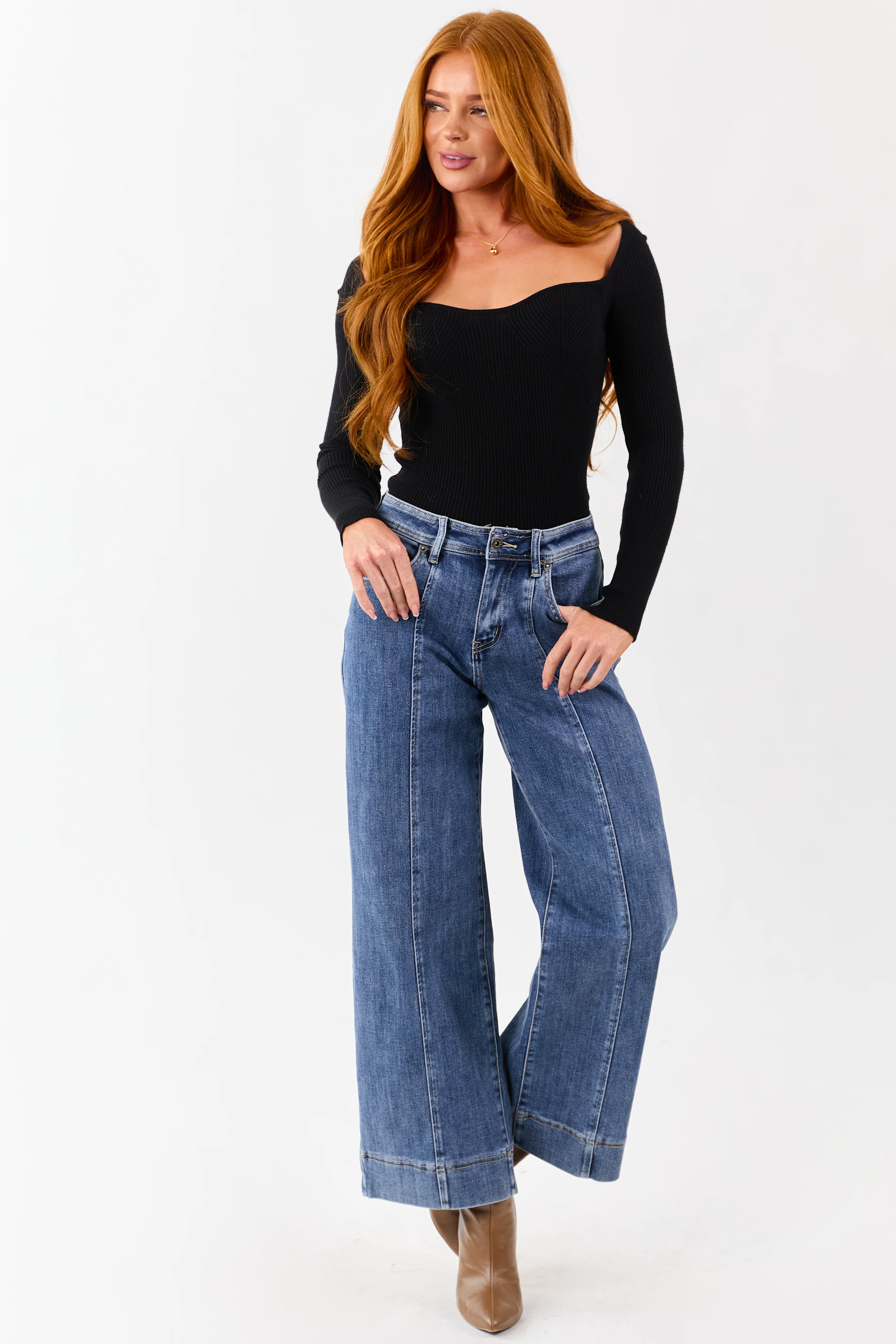 MIca Denim Dark Wash Stretchy Wide Leg Jeans - Image 6