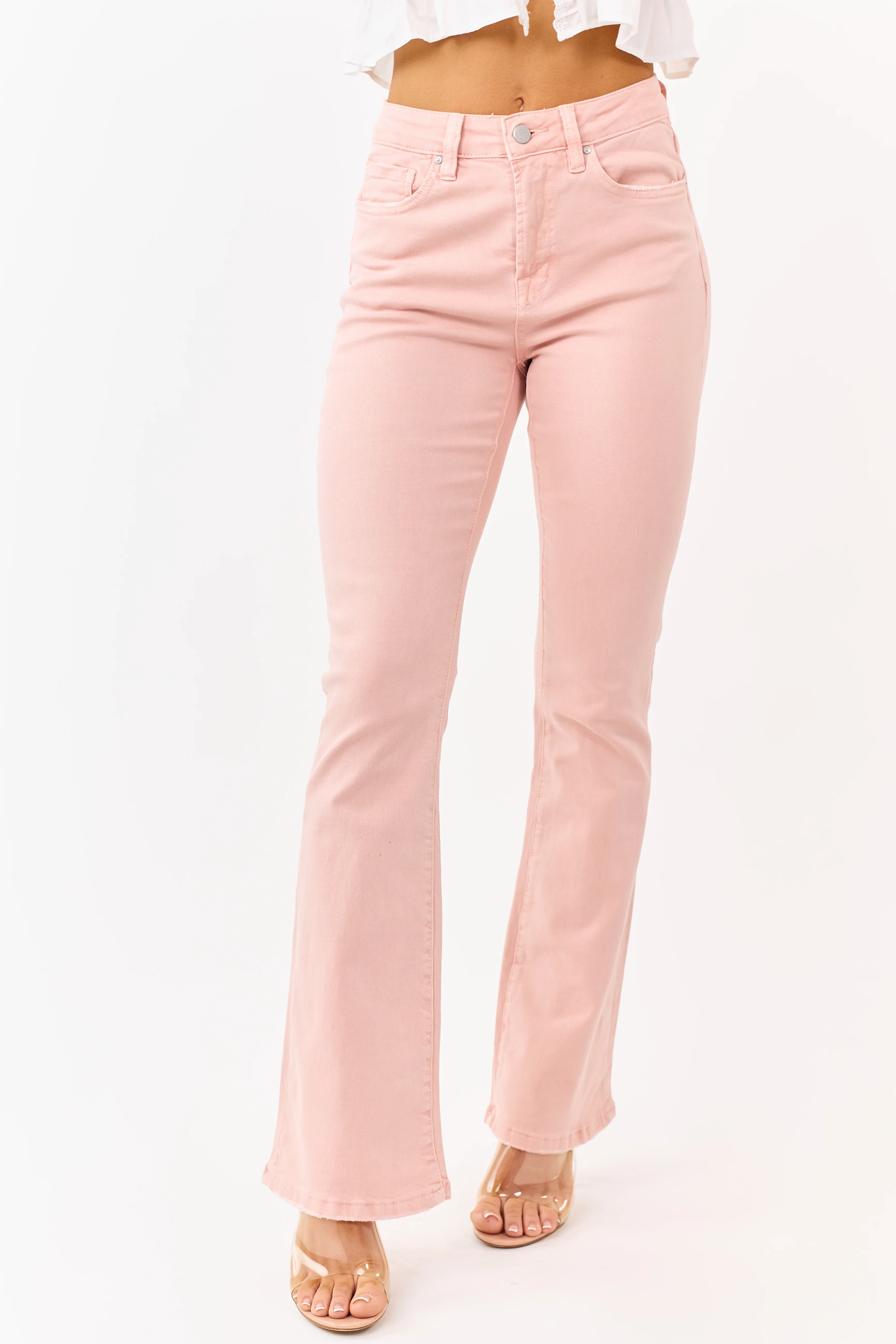 Mica Denim Dusty Coral Stretchy Bootcut Jeans - Image 2