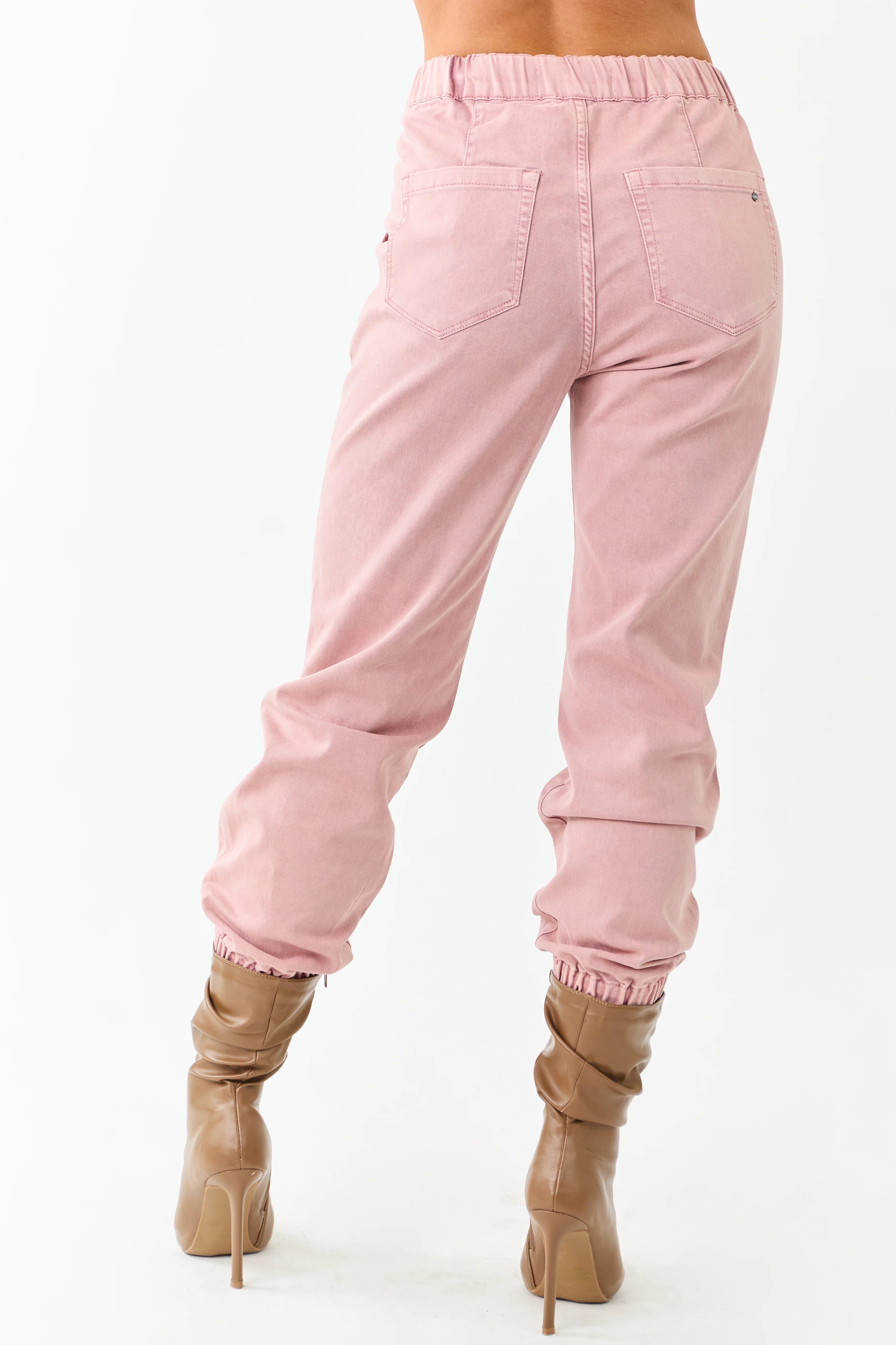 Mica Denim Dusty Rose Cropped Jogger Jeans - Image 4